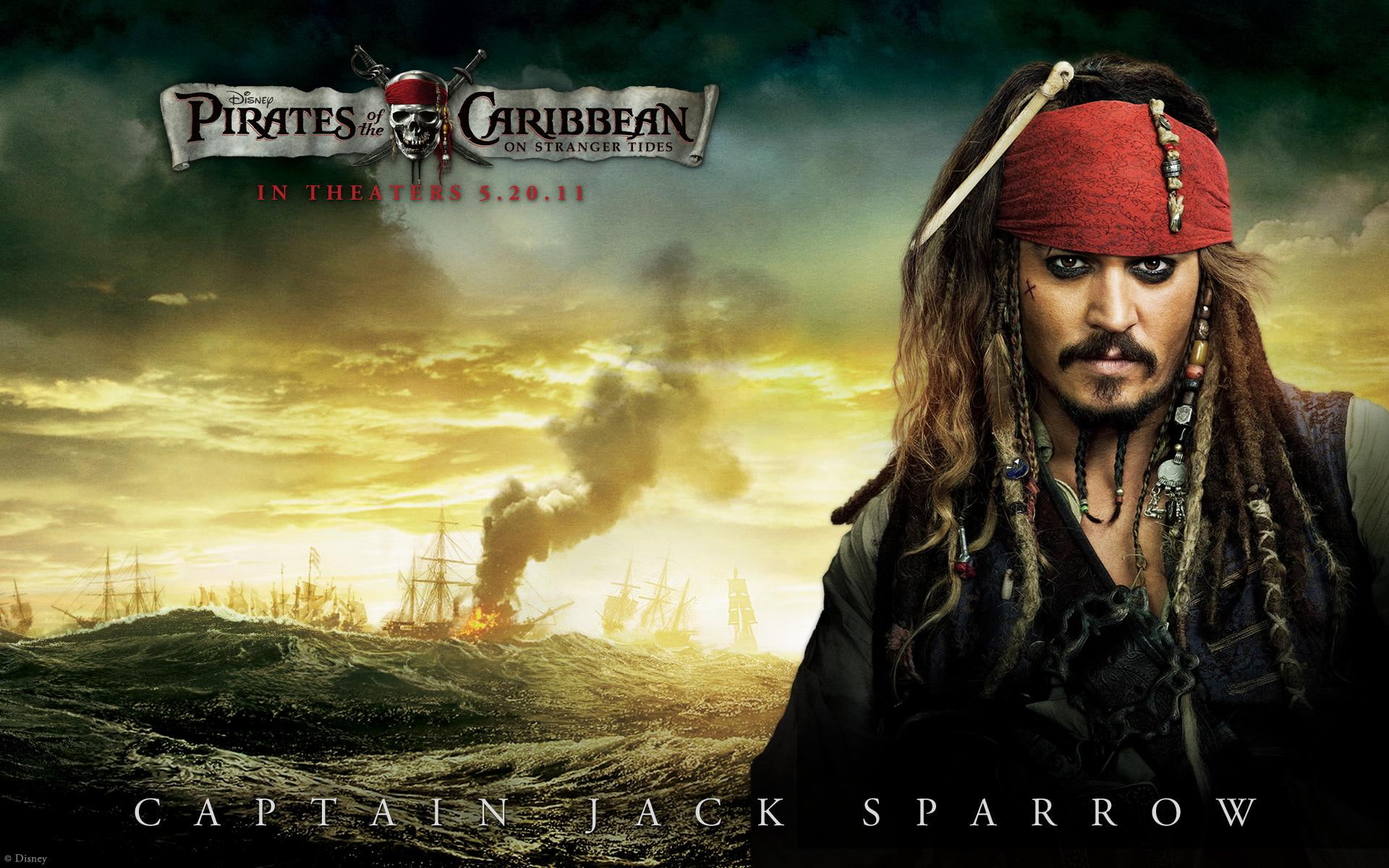 Johnny Depp in Pirates Of The Caribbean 4, pirates of the caribbean movie poster