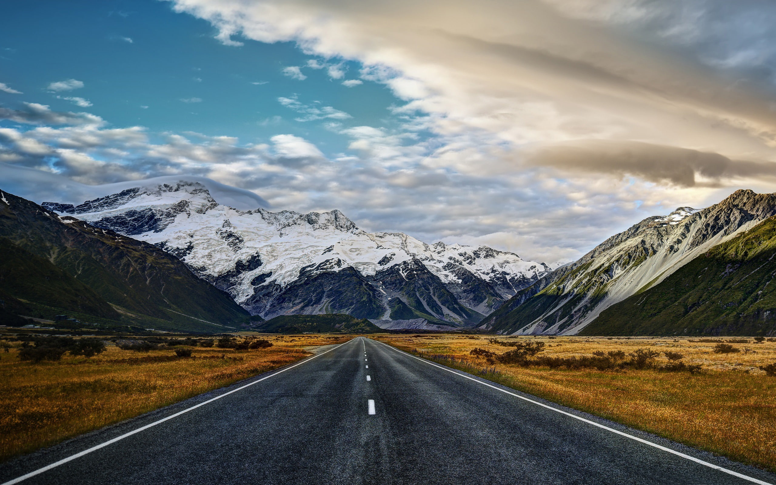 road to mount cook-scenery HD Wallpaper, mountain, transportation