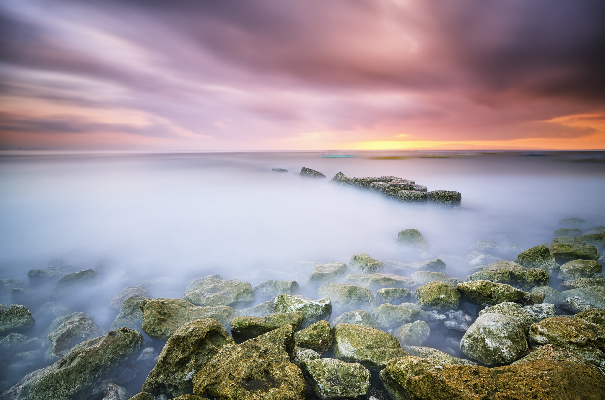 stones, the ocean, dawn, excerpt, Bali, Indonesia, Sanur, Sunrise Beach