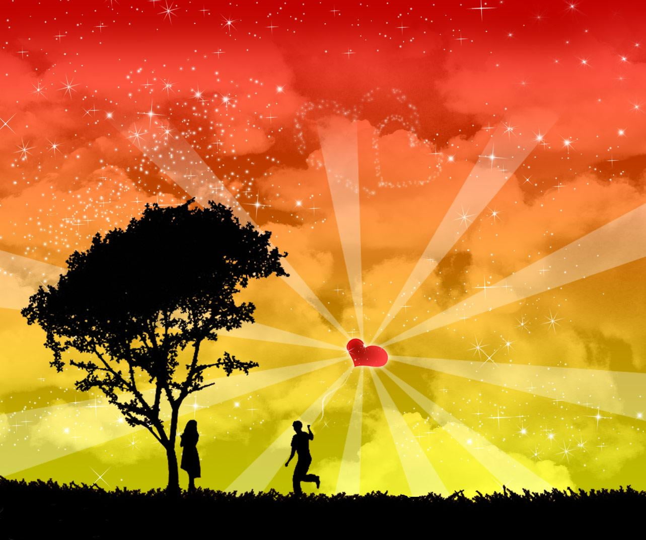 silhouette of man and woman artwork, vector, illustration, backgrounds