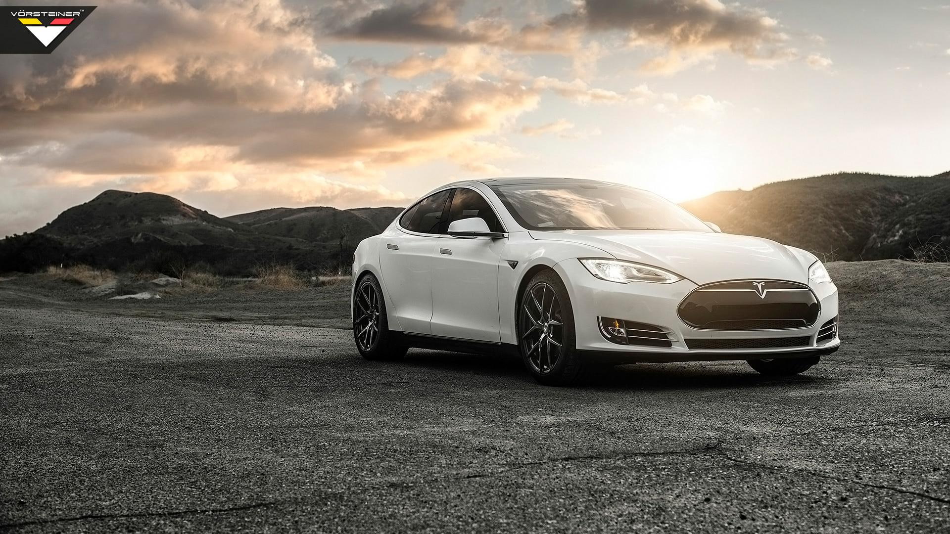 2014 Vorsteiner Tesla Model S P85, white tesla model s, cars