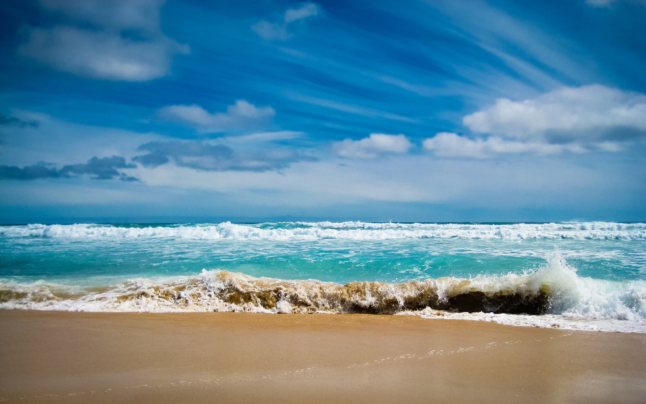 Wallpaper Ocean, Sea, Gulf, Waves, Blue Water, Coast, Beach 2560×1600