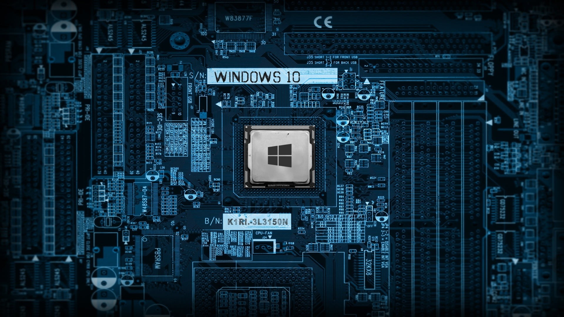black computer motherboard, Microsoft Windows, Windows 10, technology