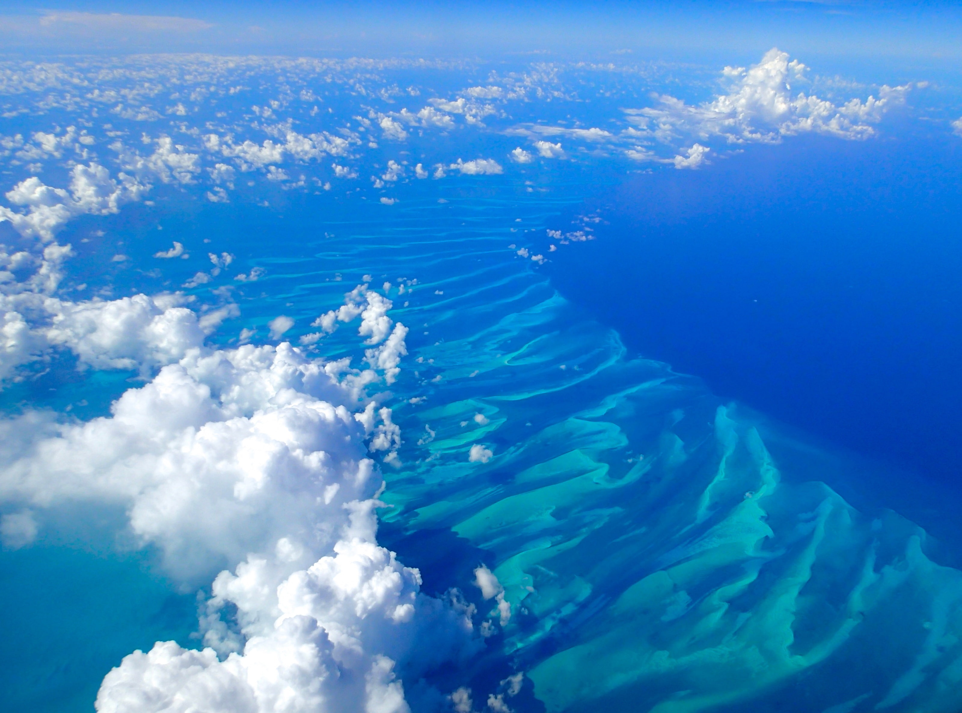 Bahamas Blues, white clouds, Travel, Islands, Ocean, Water, Caribbean