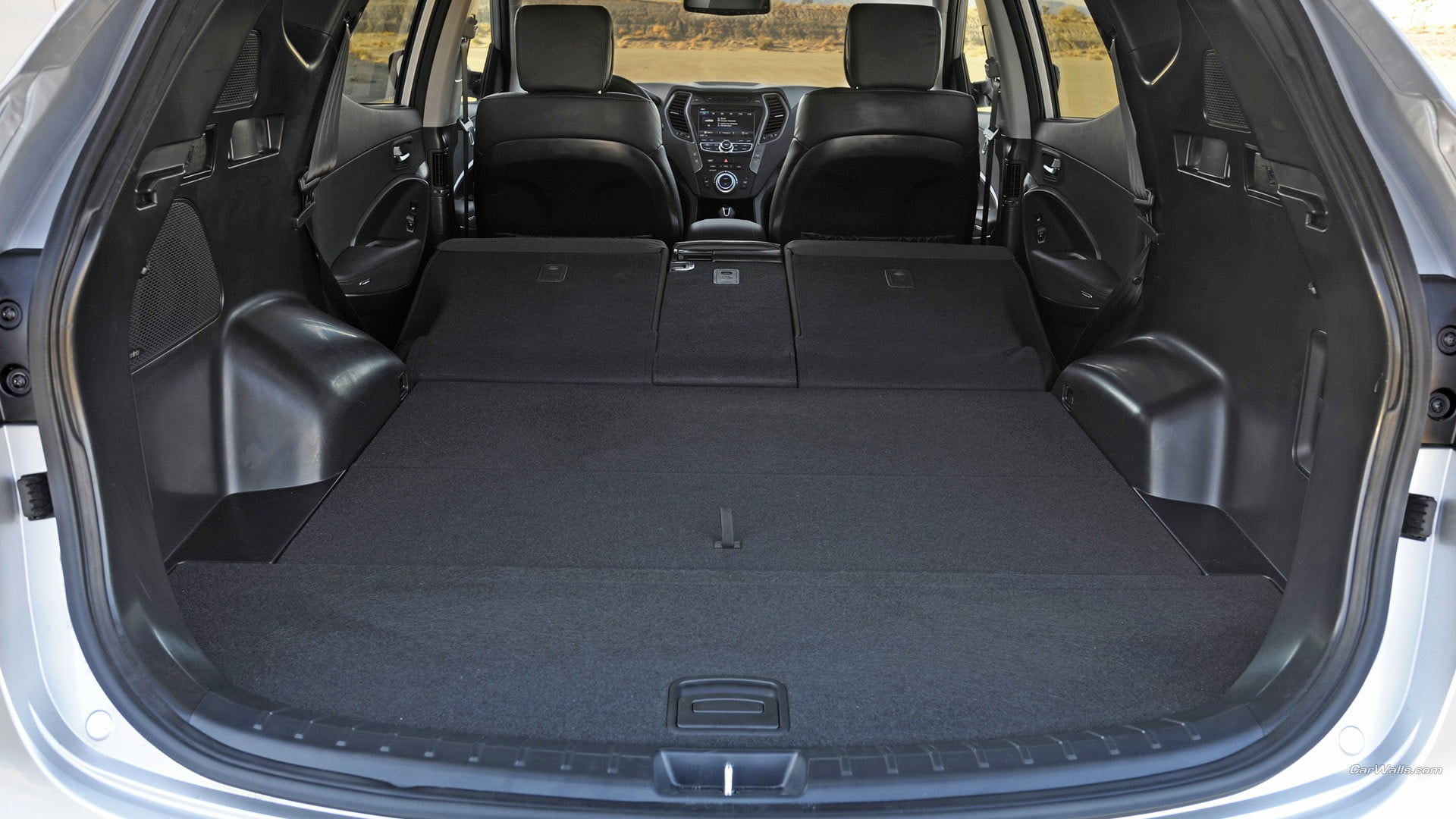 black car interior, Hyundai Santa Fe, mode of transportation
