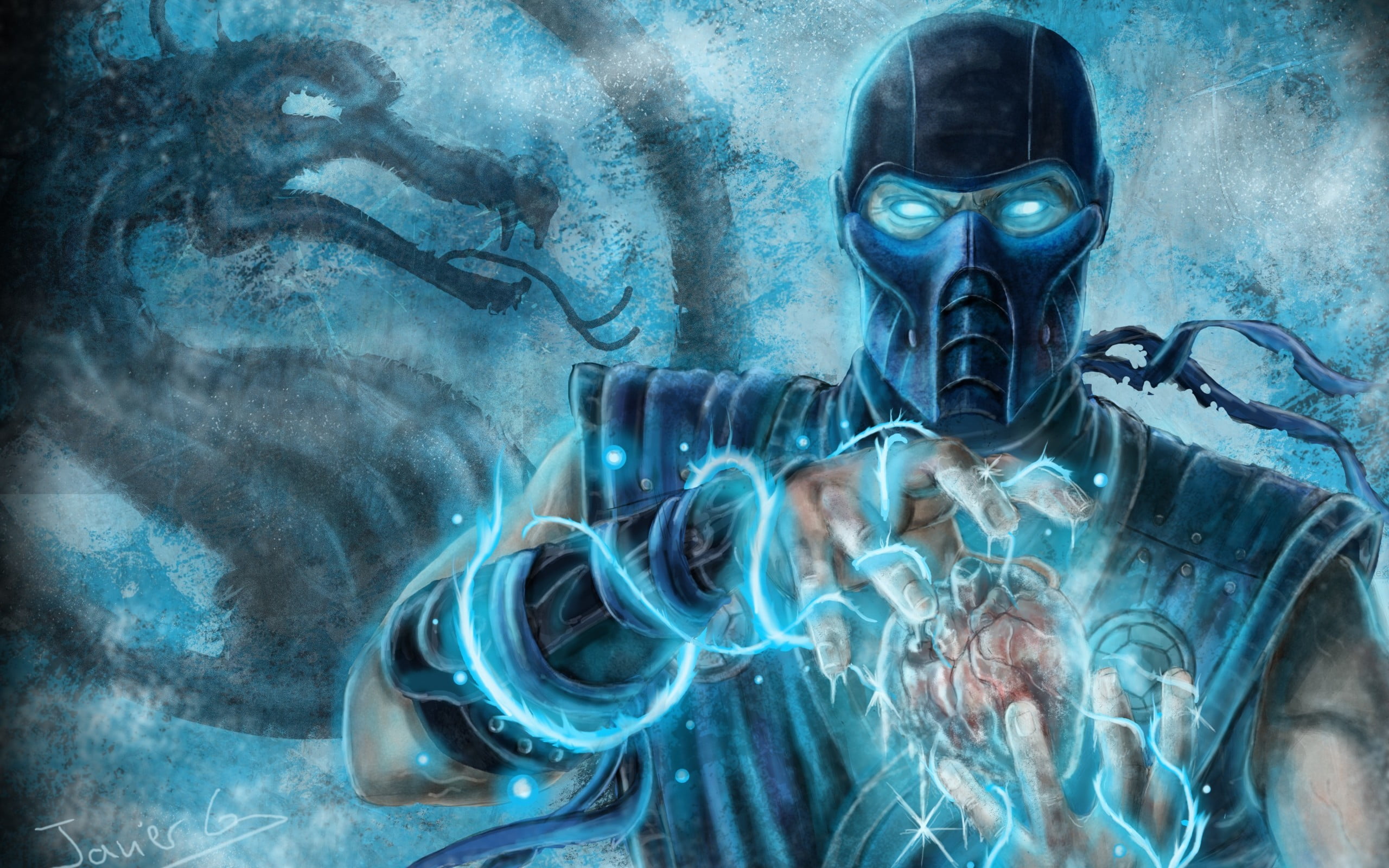 Mortal Kombat Sub-Zero wallpaper, video games, water, mask, communication