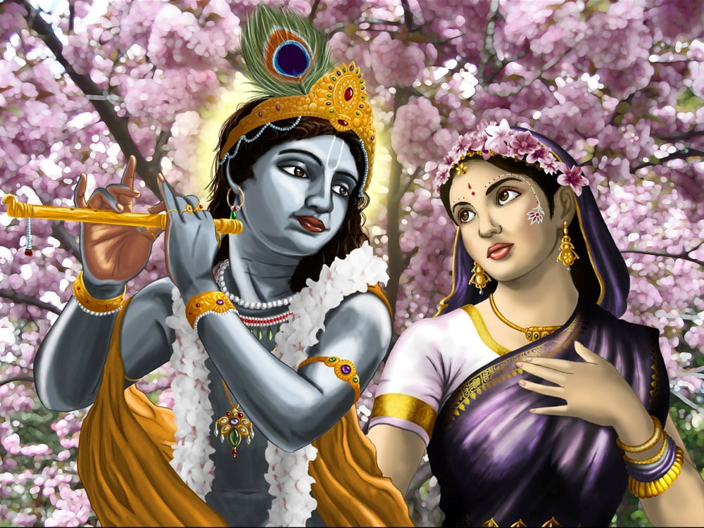 Anime Radha And Krishna, Lord Krishna and Radha illustration