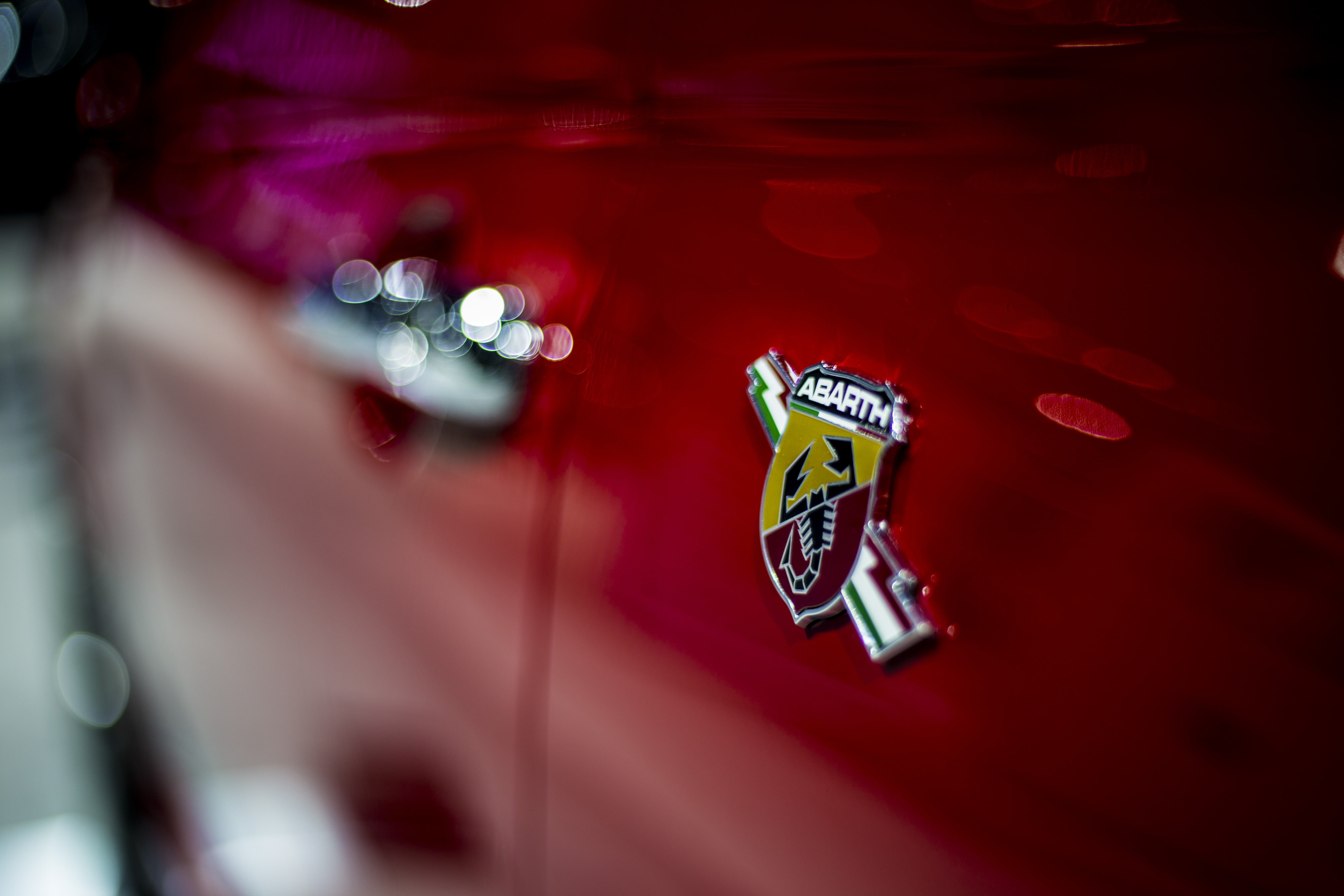 Fiat 500 Abarth, car, blurred, red cars, technology, communication