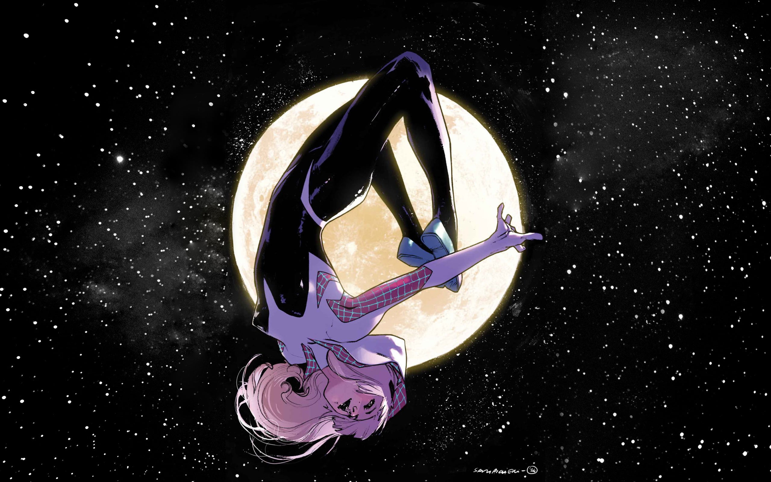 purple haired anime character, Marvel Comics, Gwen Stacy, Spider-Gwen