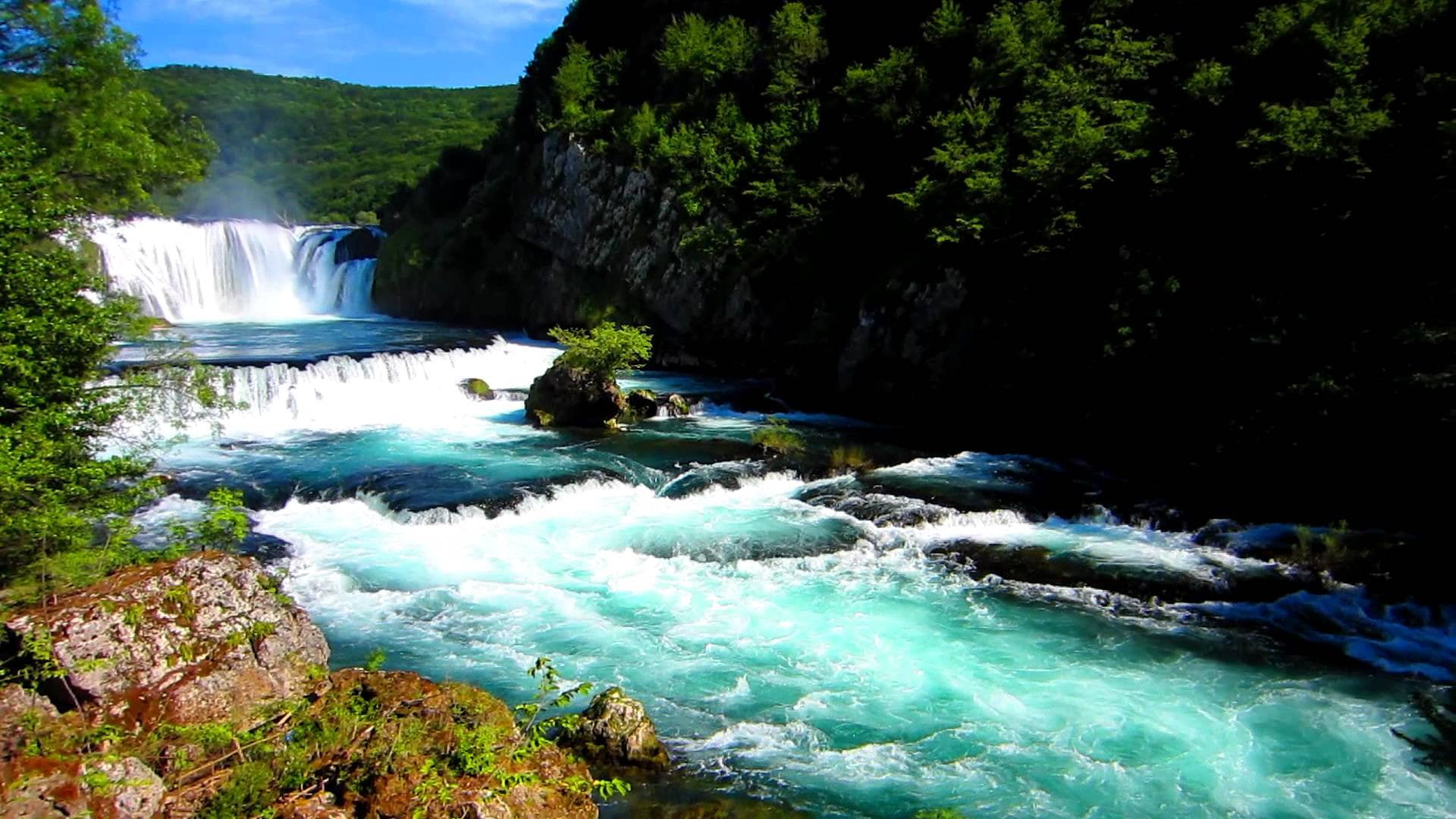 Waterfall Strepki Buk River Una Natural Beauties Slovenia Desktop Background Hd 1920×1080