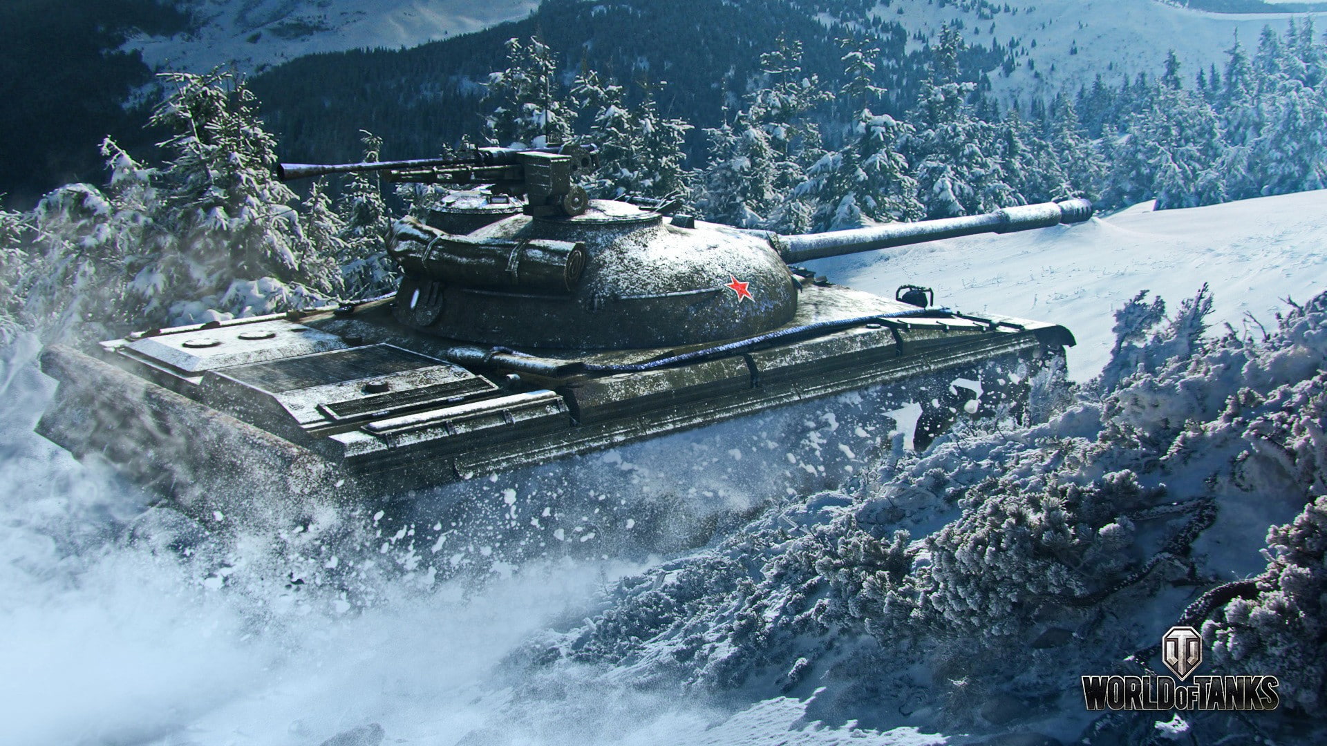 World of Tanks, render, wargaming, nature, forest, winter, T-62A