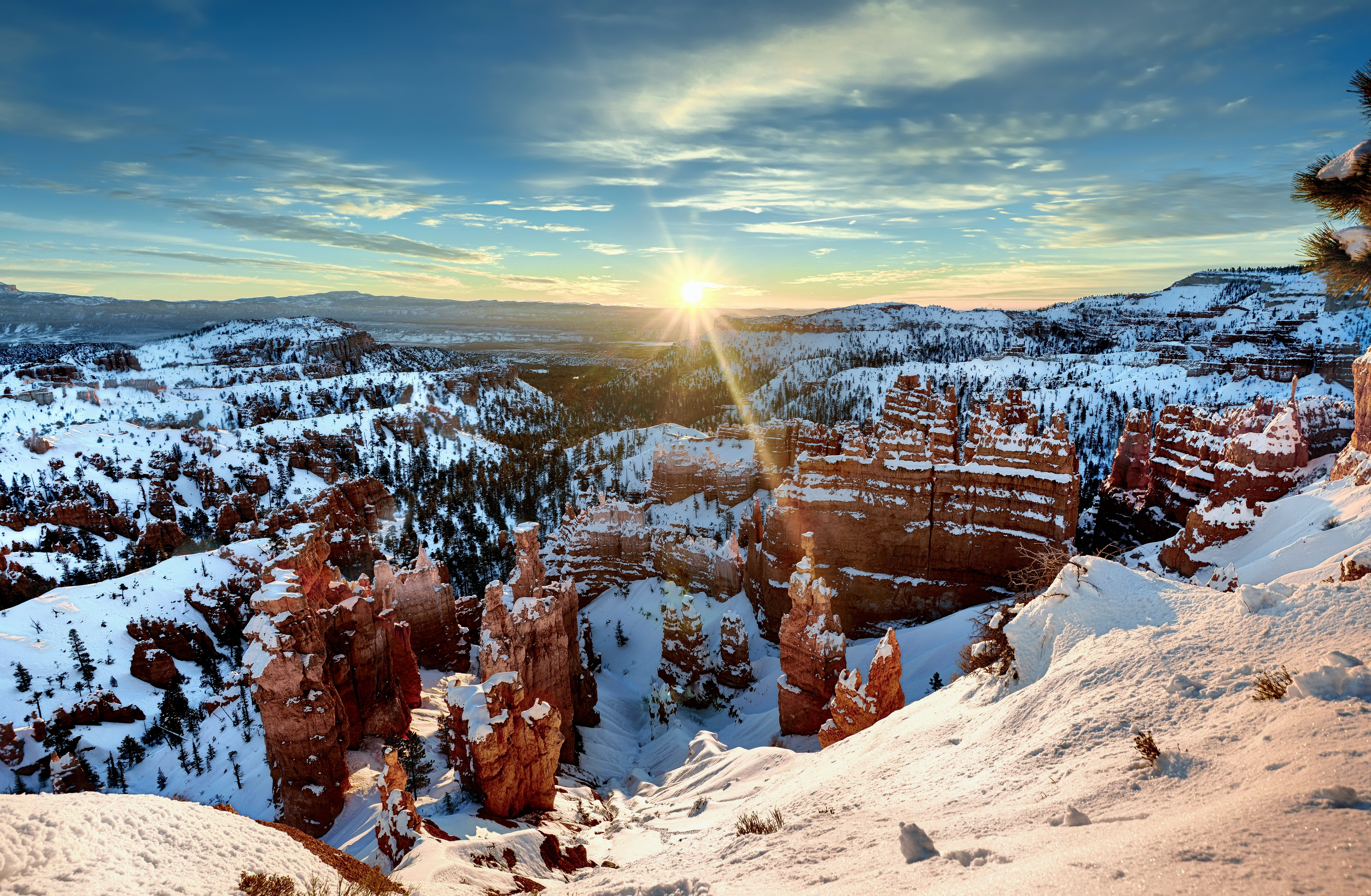 landscape photography of rock mountain during snow season, Sunrise