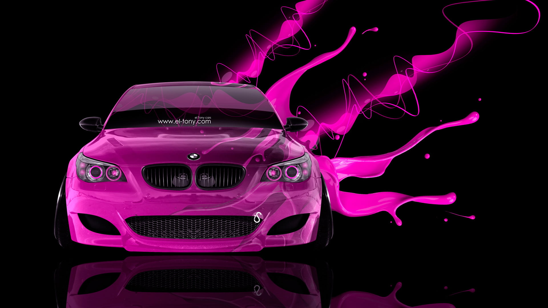 pink BMW E60, Black, Wallpaper, Background, Car, Photoshop, Style