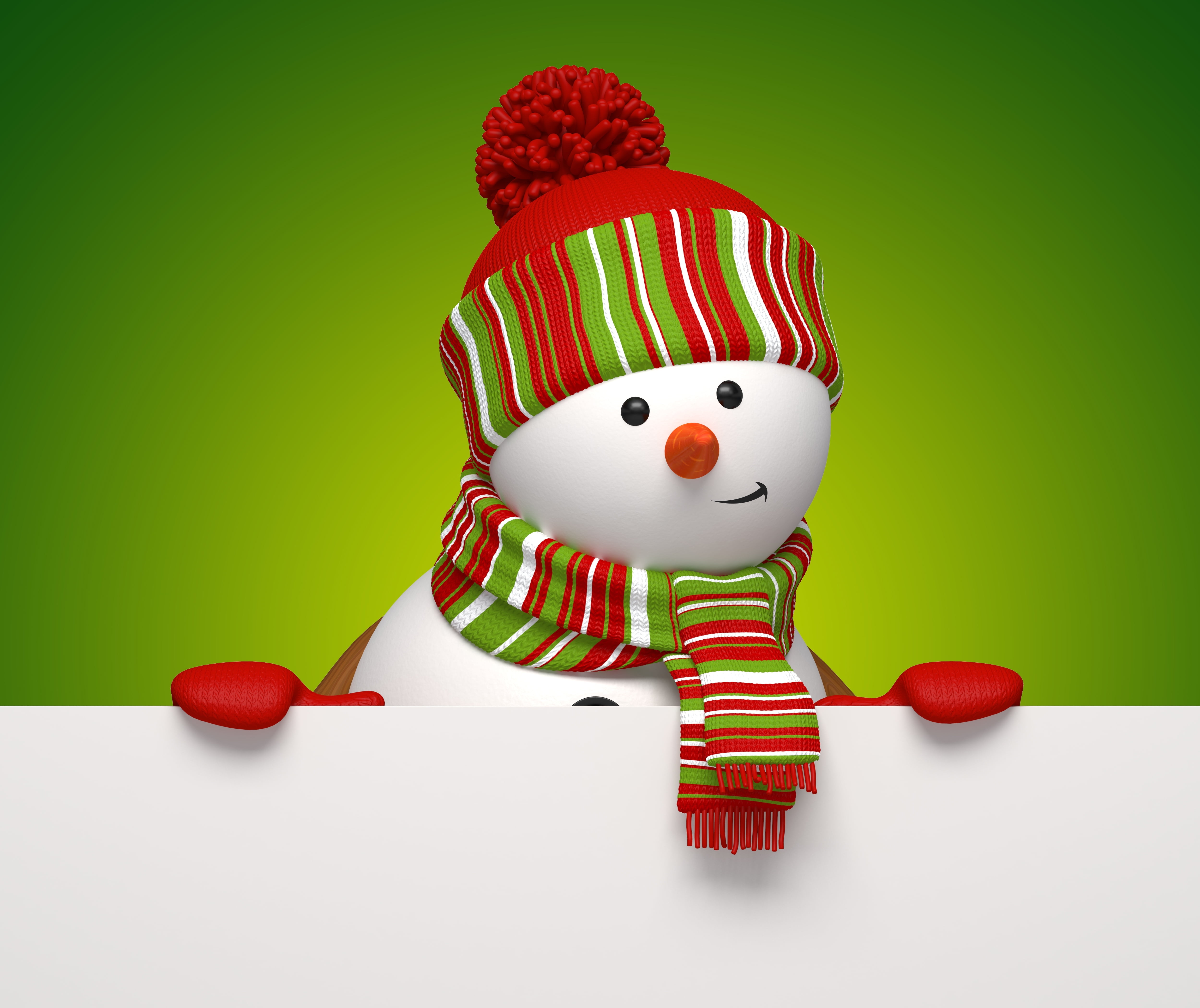 snowman wearing scarf and bobble hat illustration, new year, christmas