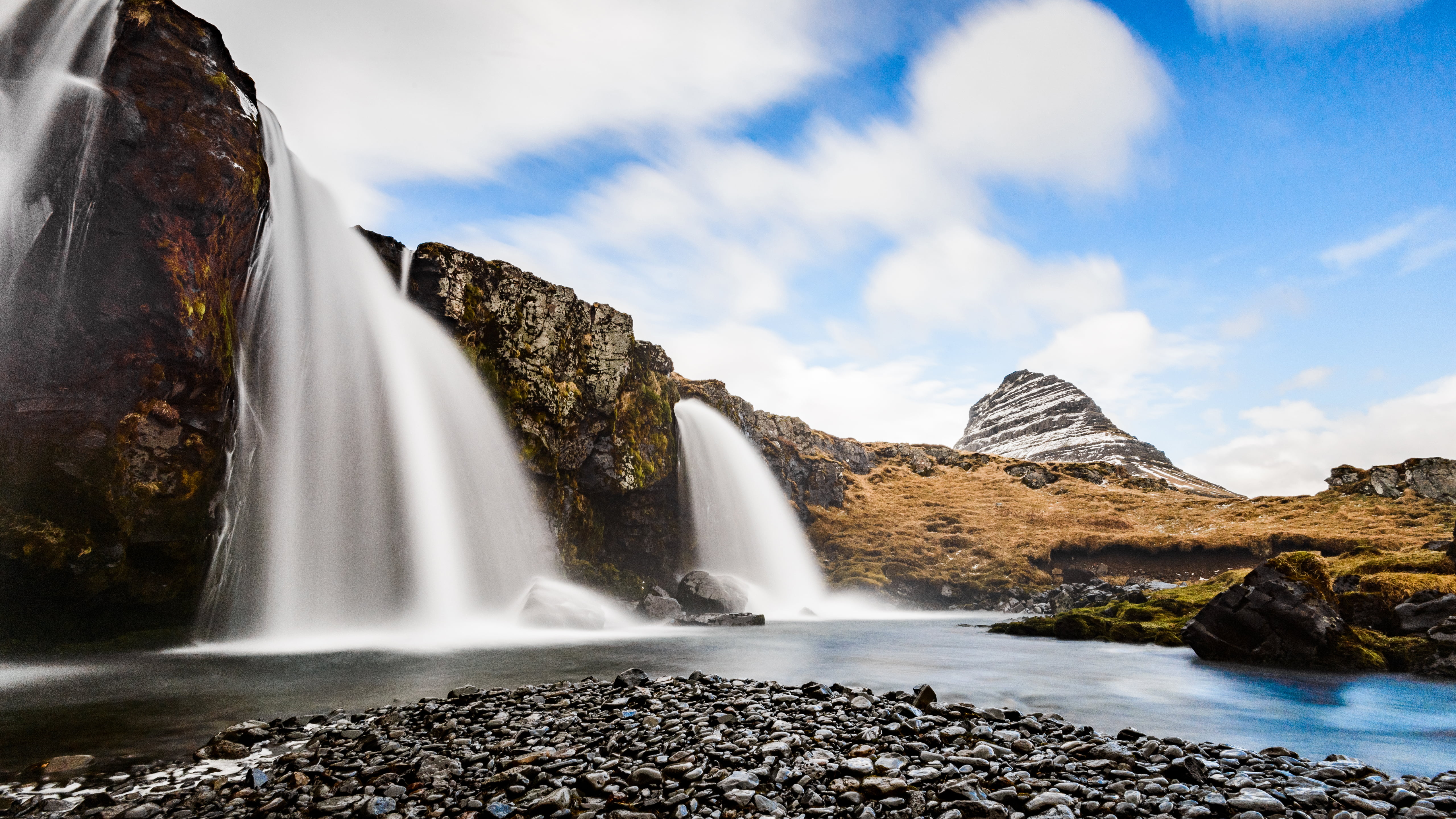 Kirkjufell, Iceland, landscape, mountain top, waterfall, nordic landscapes