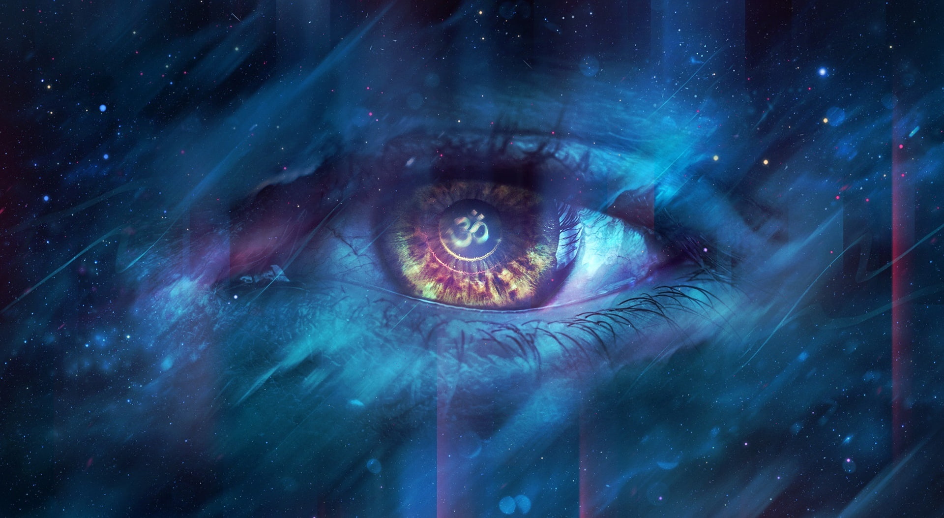 Color Eyes, blue and green human eye poster, Aero, Creative, eyesight