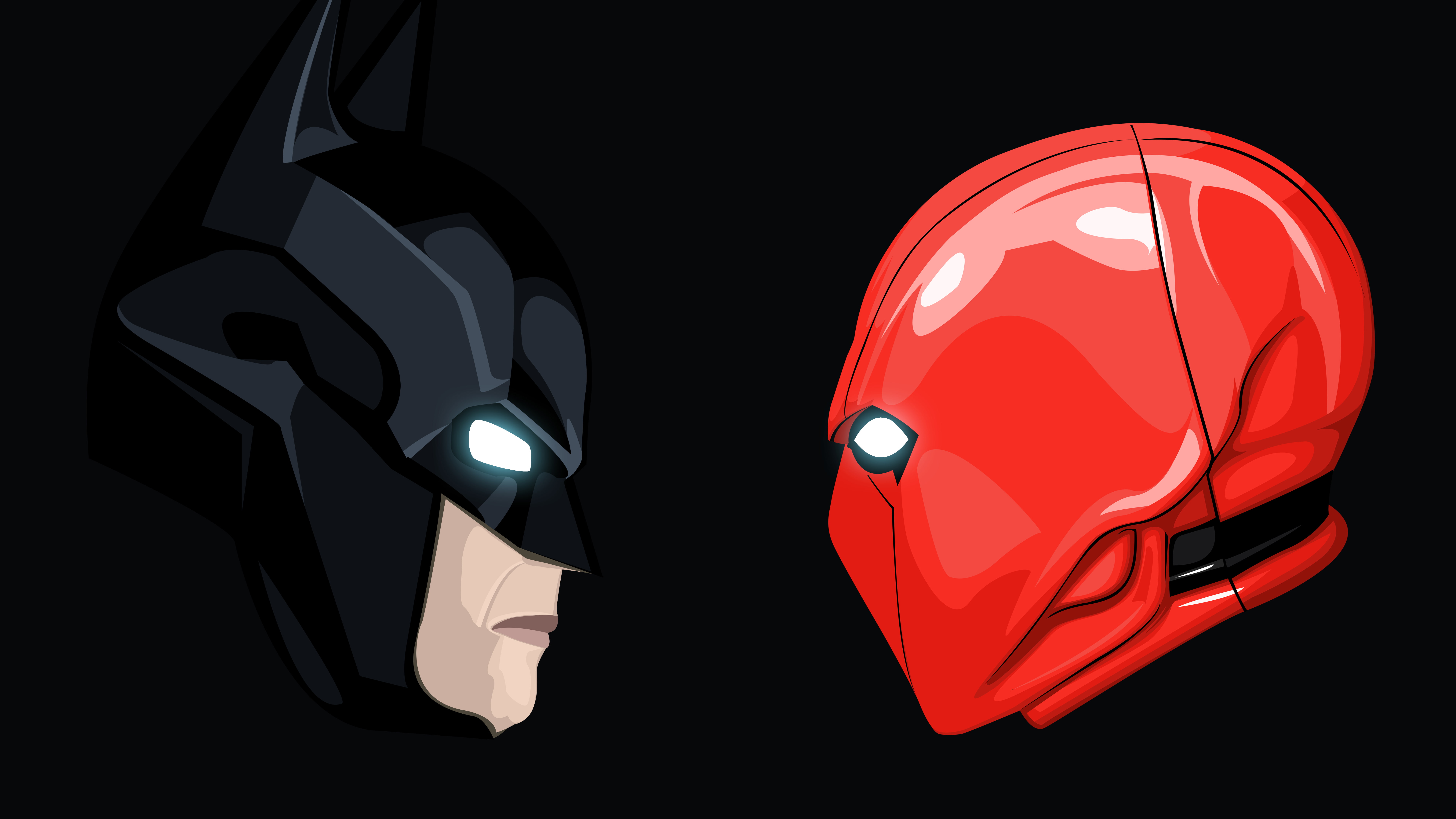 Batman Red Hood Minimal Artwork 4K 8K, black background, no people