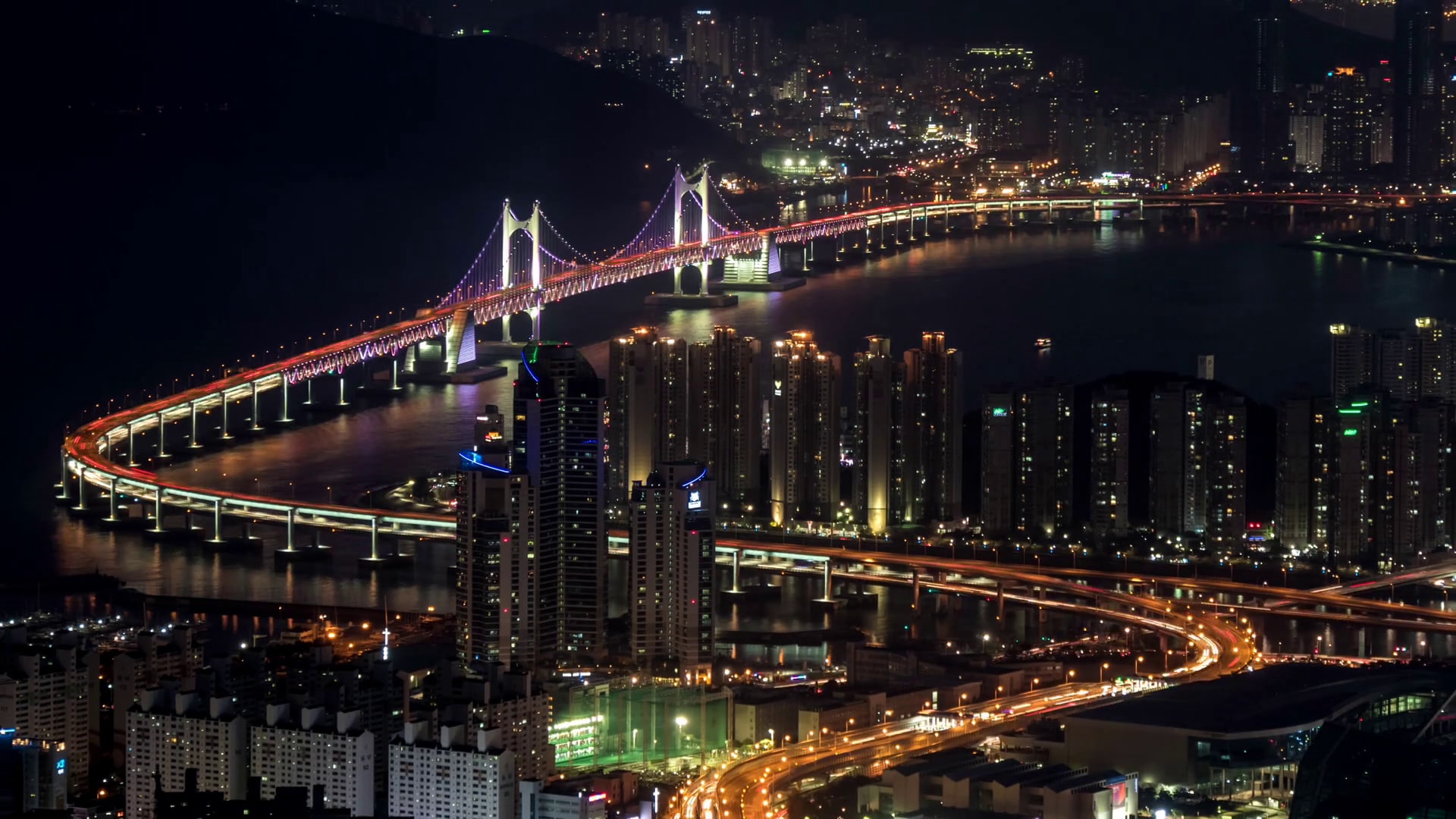 busan, architecture, built structure, night, city, illuminated