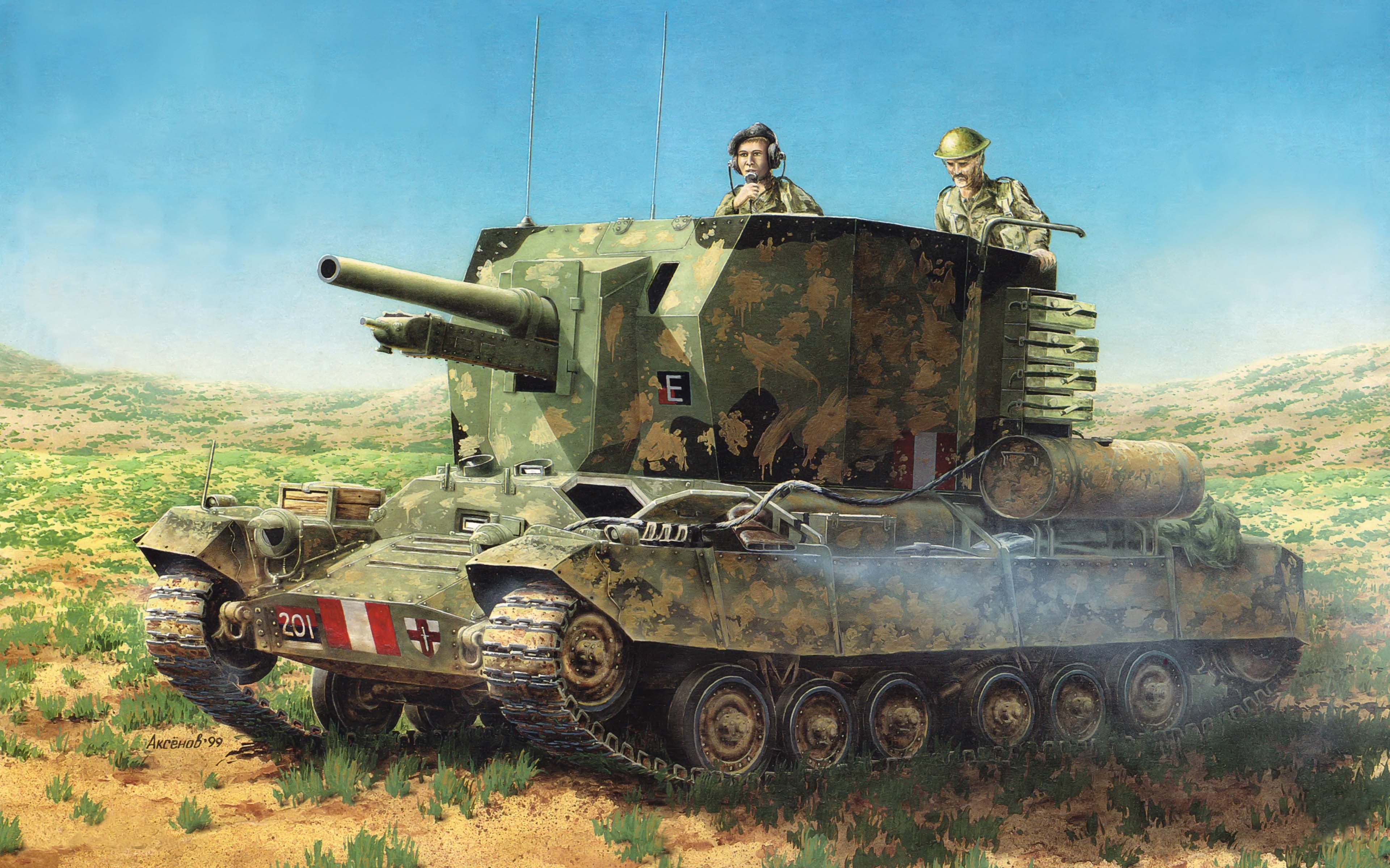 green tank illustration, art, installation, artillery, SAU, British