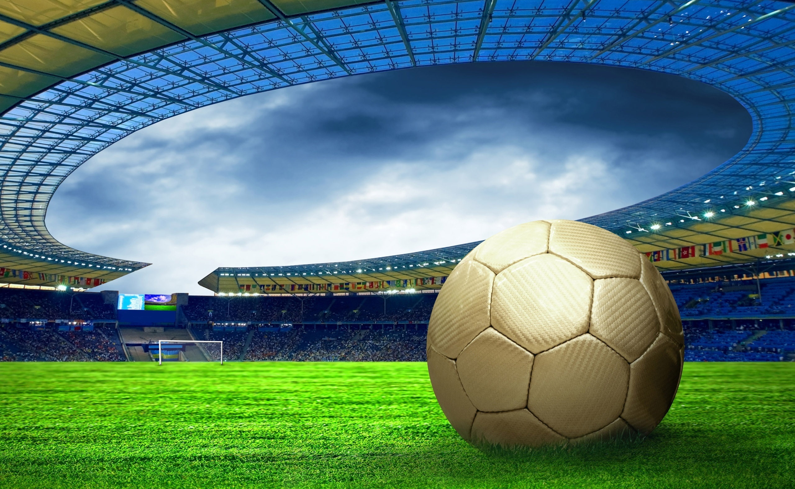 Soccer Stadium, gold soccer ball illustration, Sports, Football