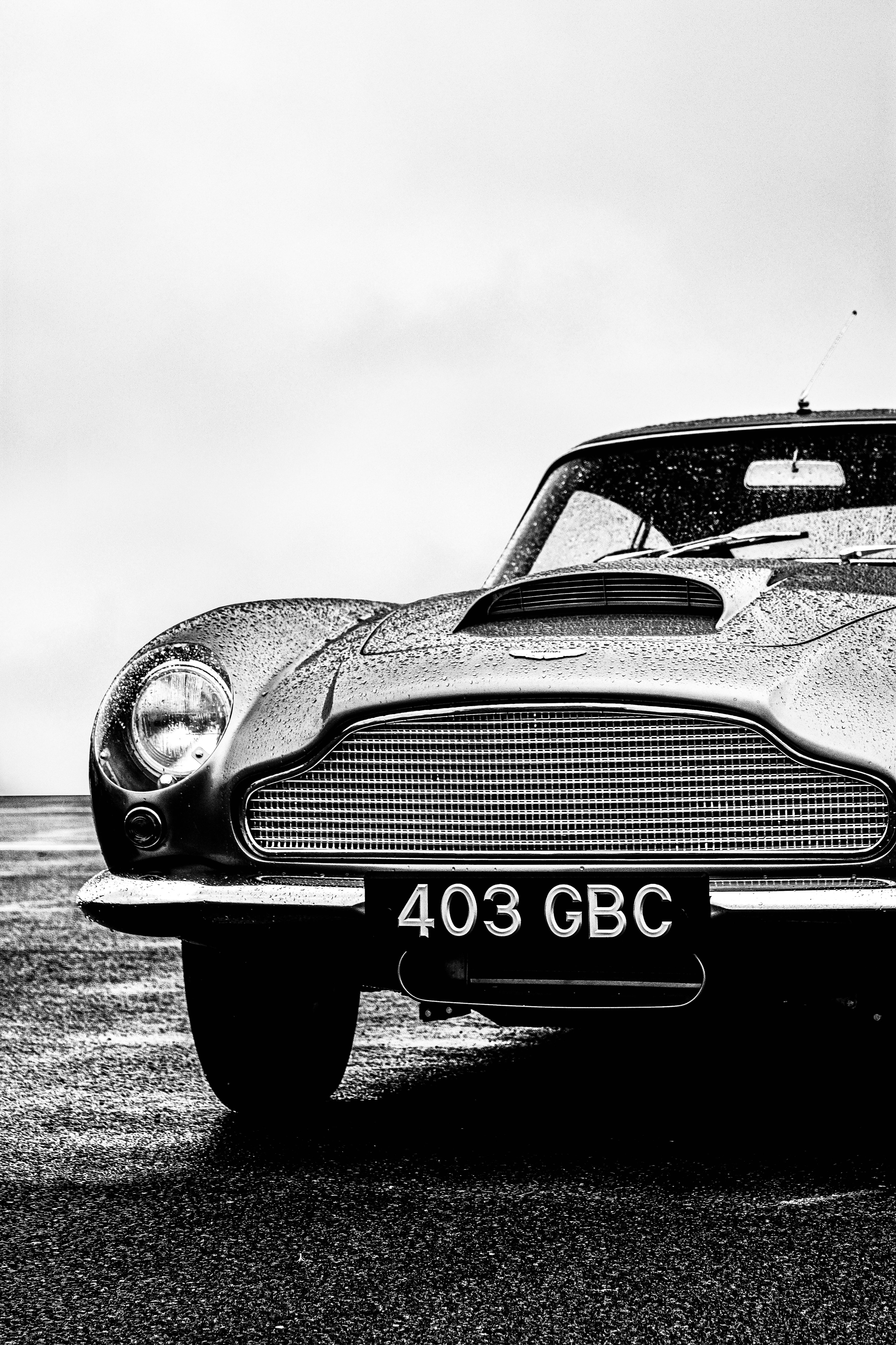 Aston Martin DB5, monochrome, photography