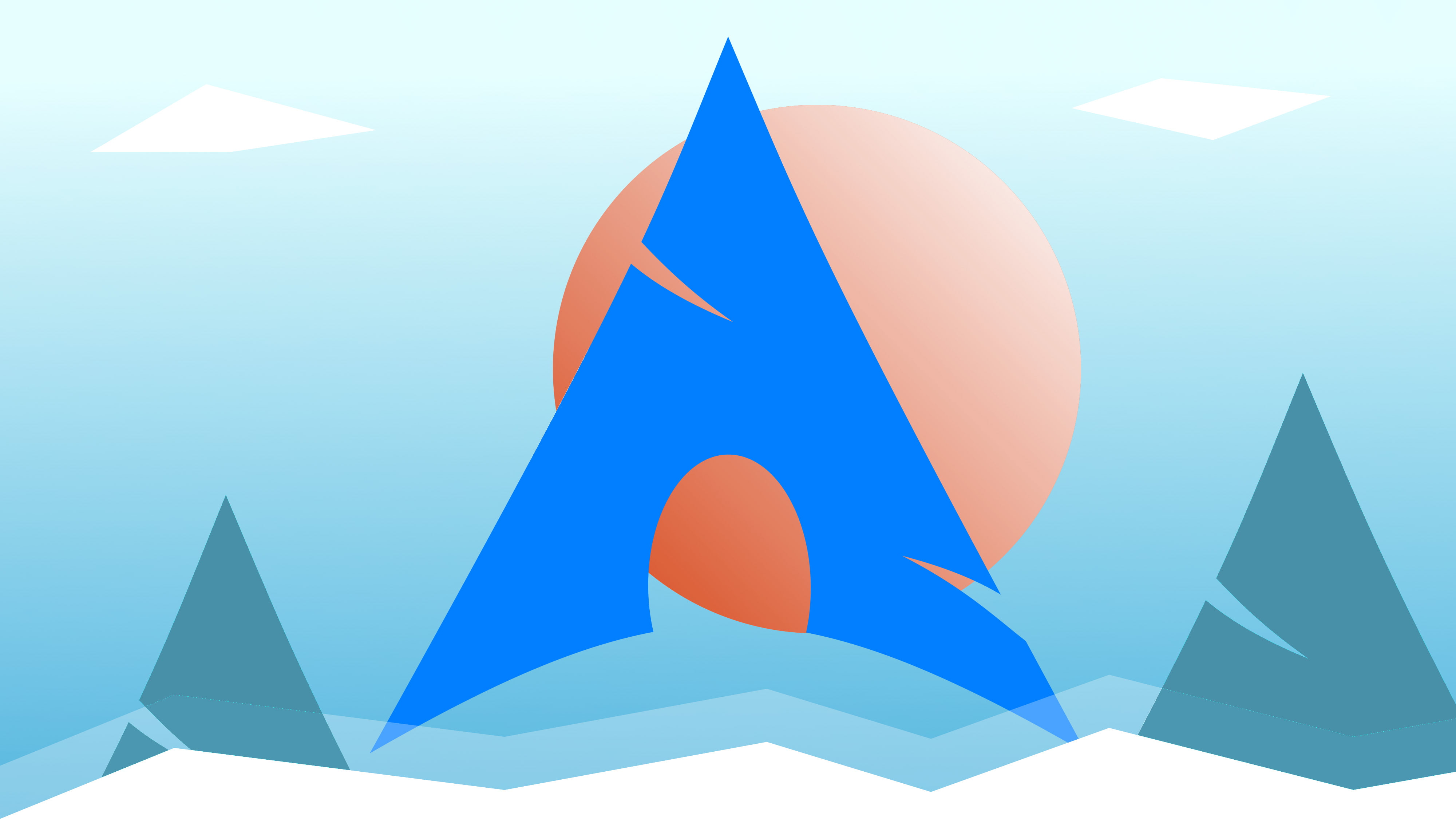 ubuntu, linux, computer, simple background, hd, 4k, blue, triangle shape