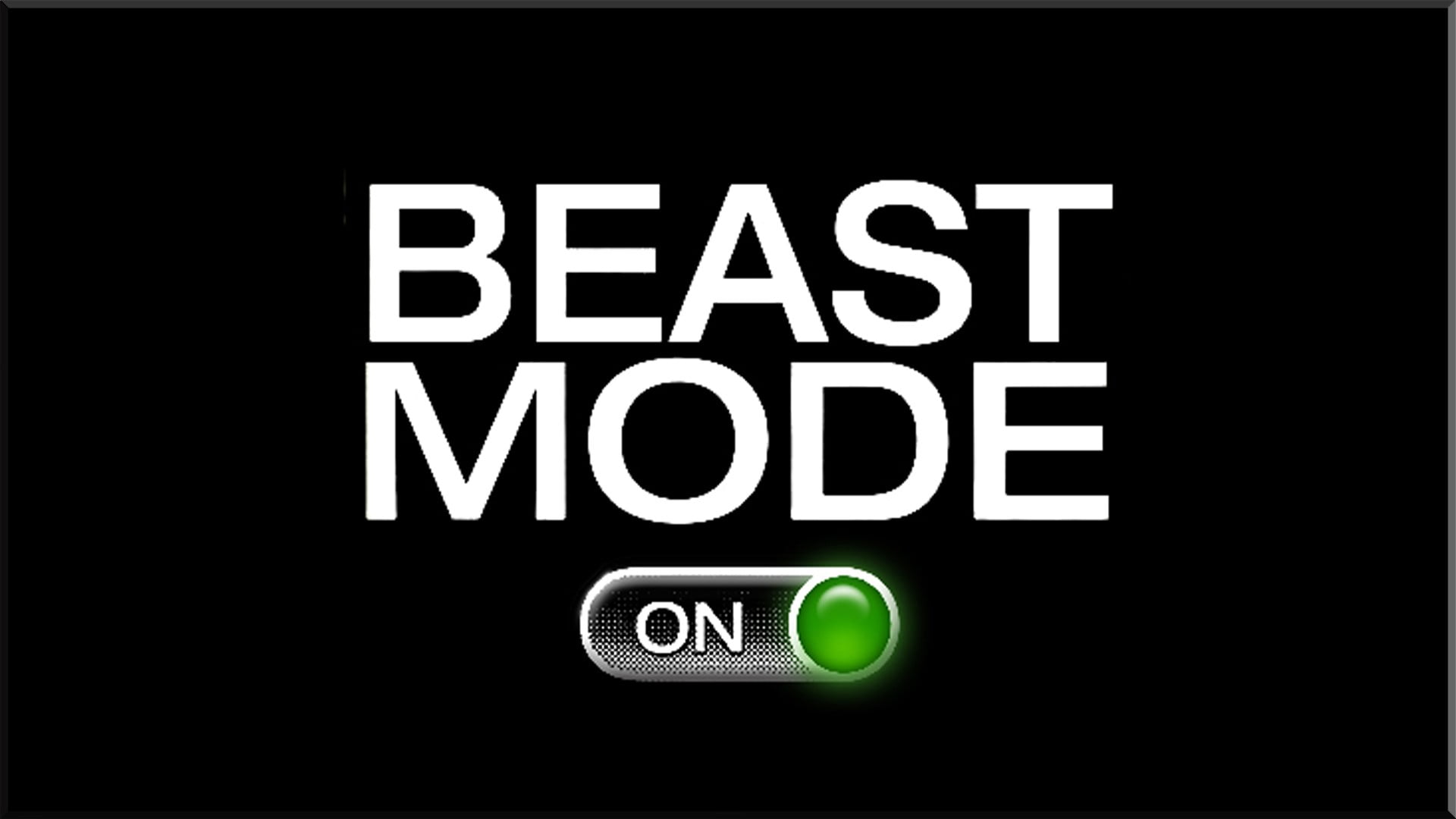 beast mode on text overlay with black background, simple background