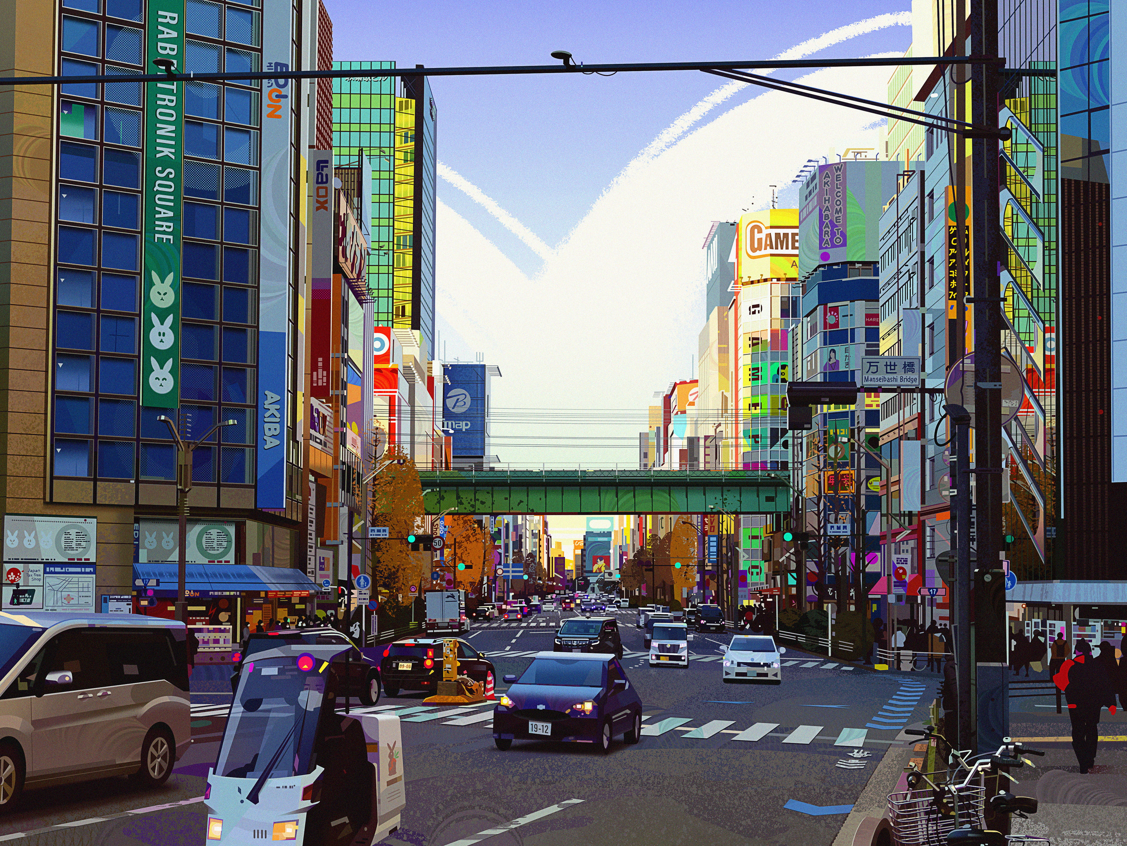 Tokyo, Japan, Akihabara, digital art, artwork, illustration