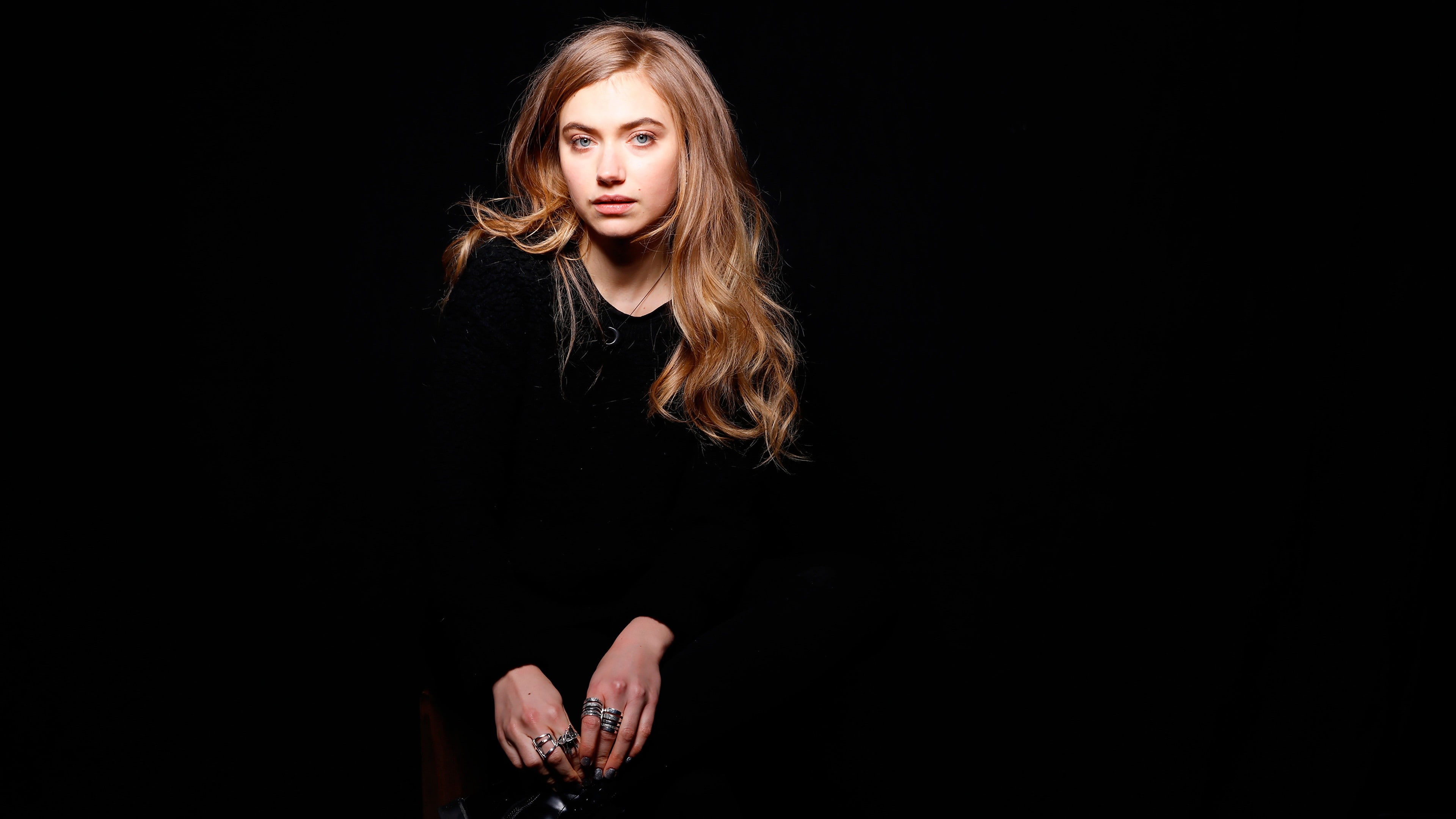 Imogen Poots, actress, celebrity, women, black background, one person
