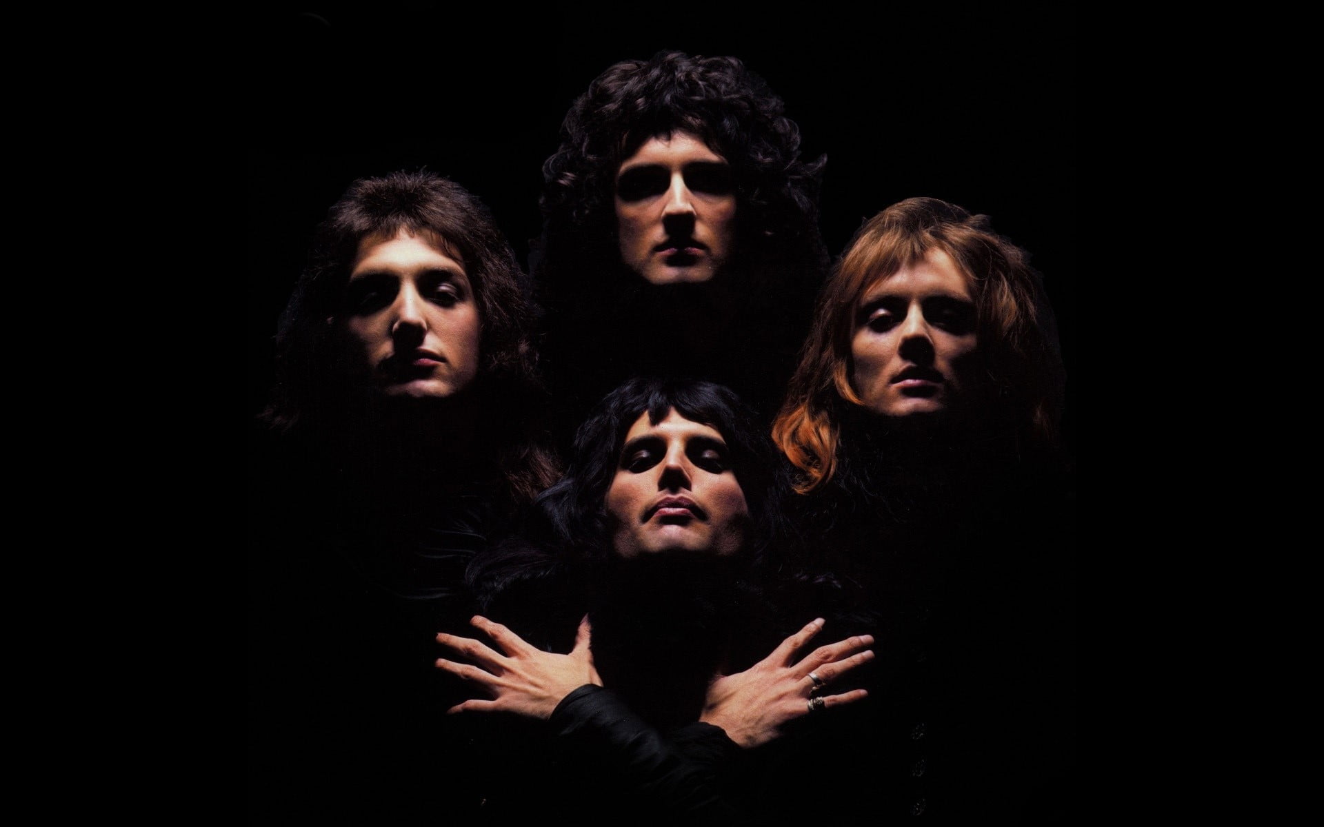Queen, Band, Members, Youth, Hair, group of people, black background