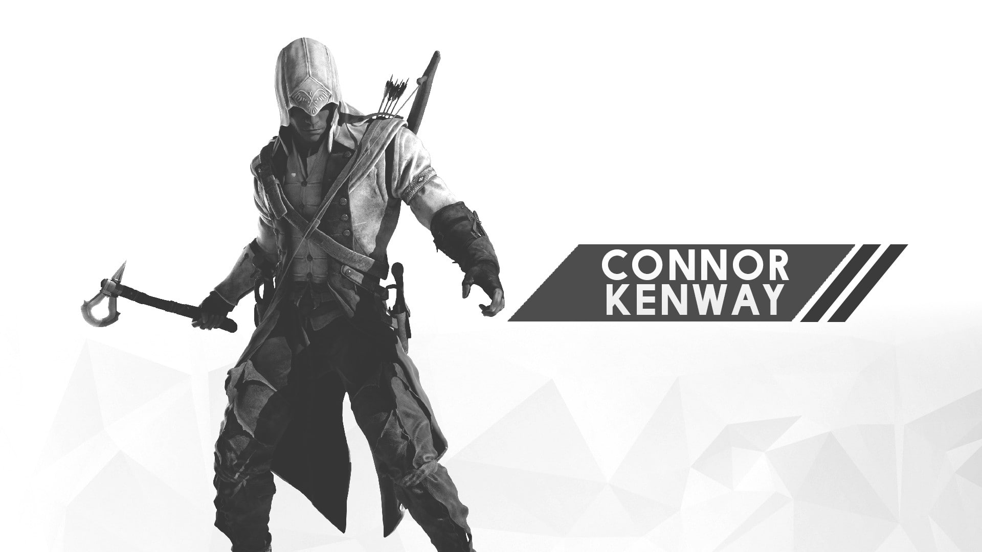 Assassins Creed  white  digital art  white background  Connor Kenway  video games  2D  minimalism