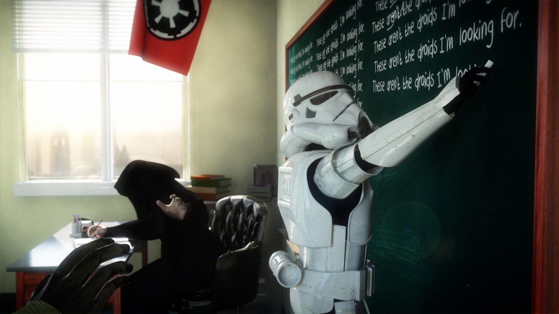 Star Wars Storm Trooper, school, window, human representation