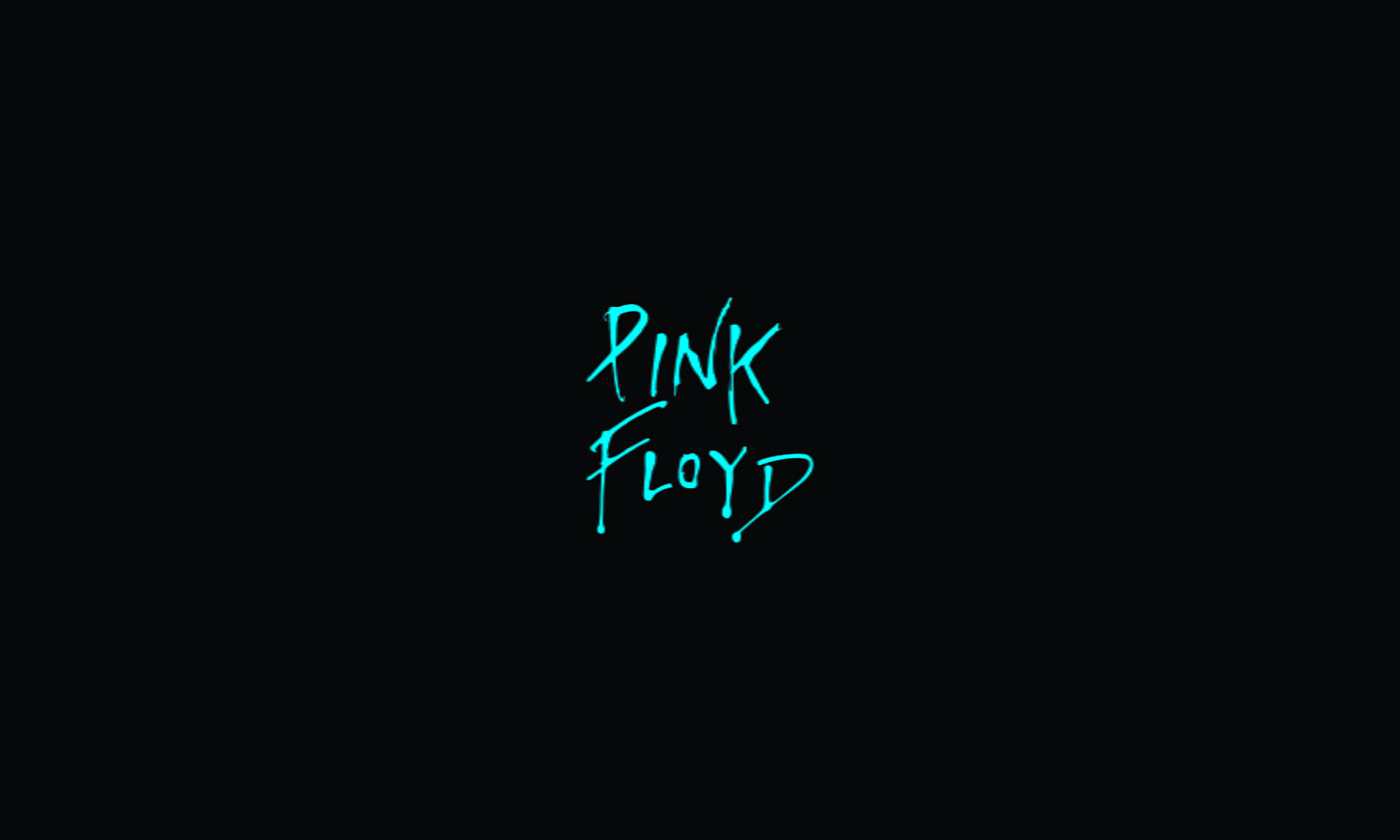 Pink Floyd, minimalism, black, cyan, logo, music, black background