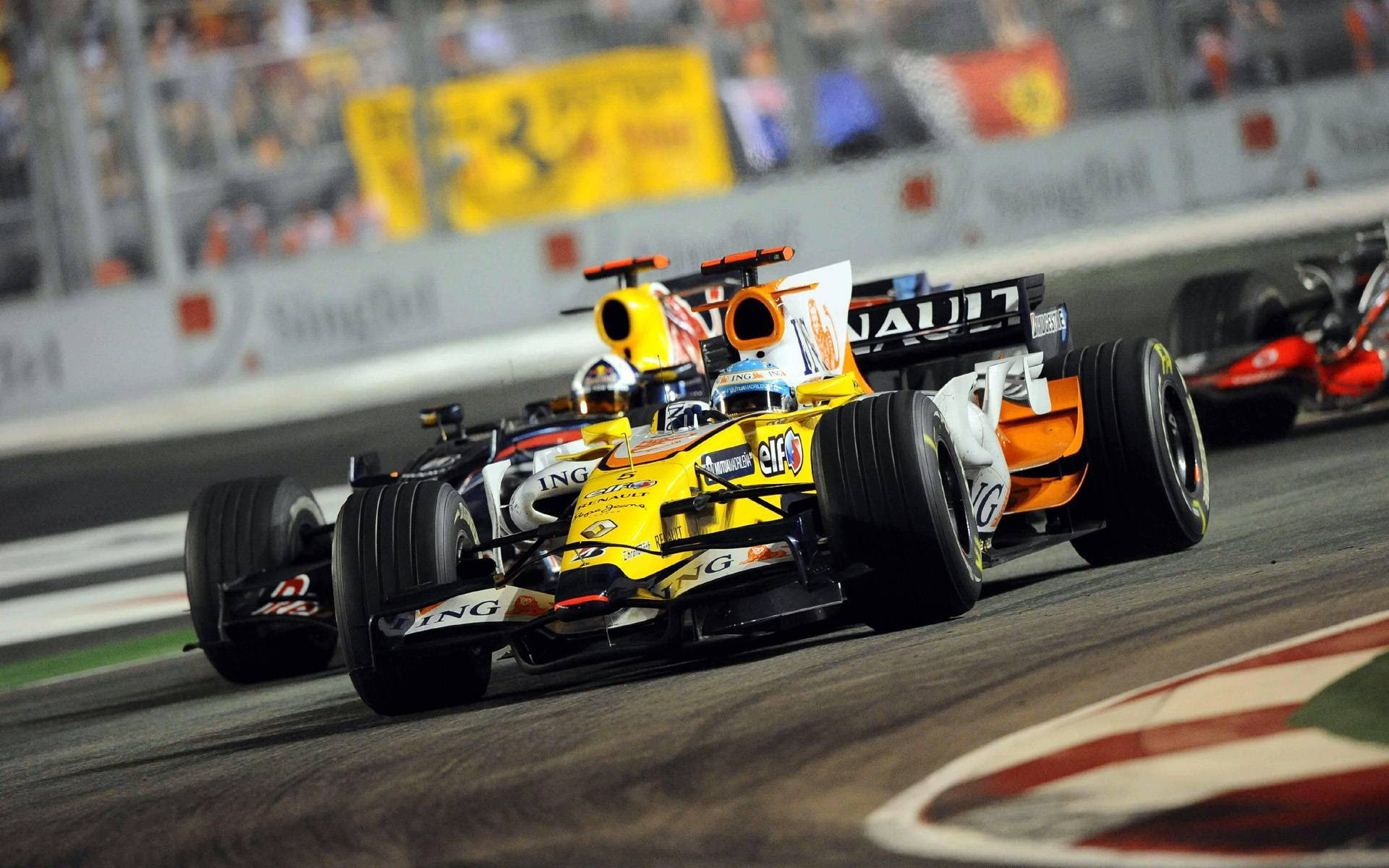 Photo, Lights, Night, 2008, Speed, Race, Track, Formula-1, Fernando Alonso