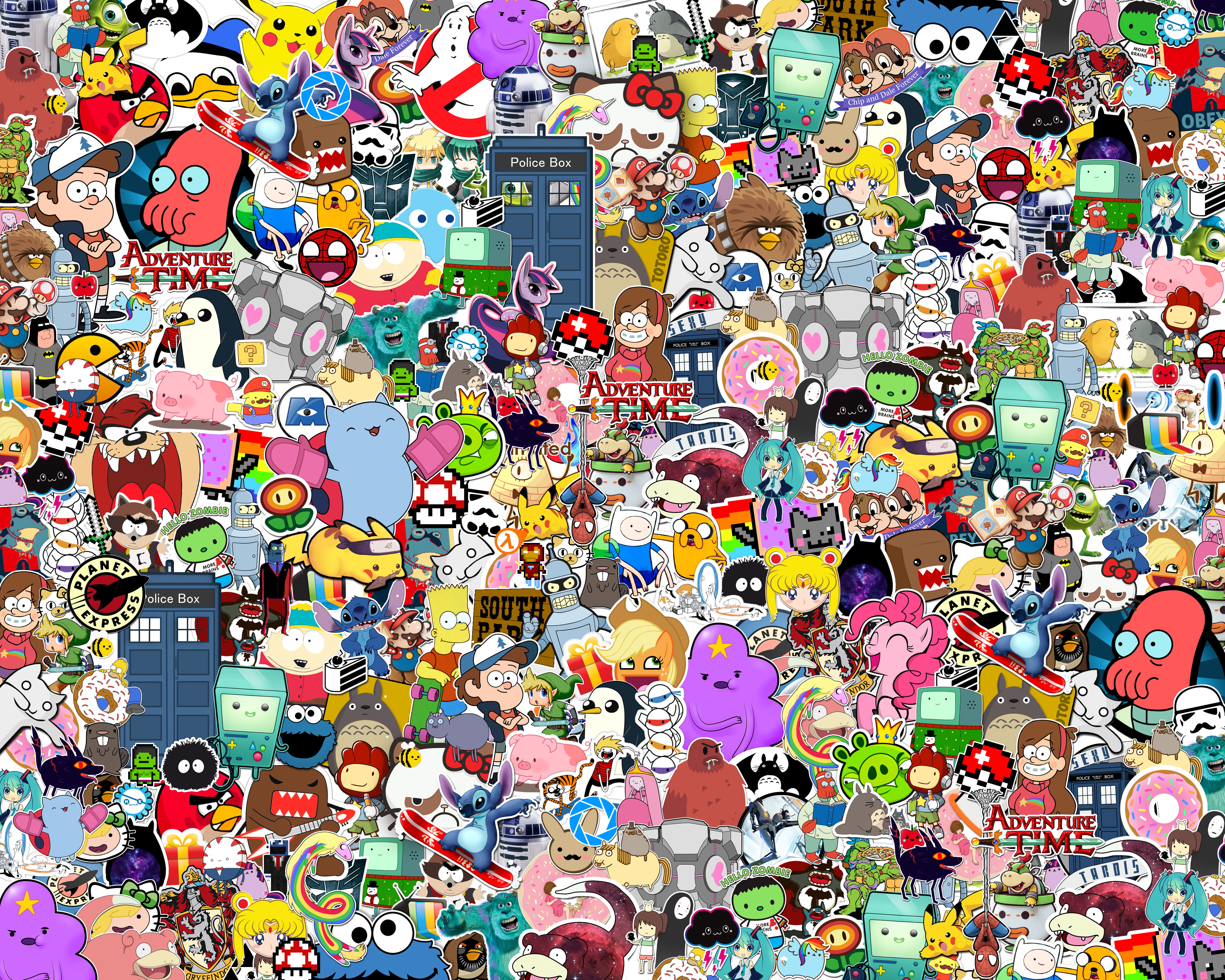 assorted cartoon characters doodle, Style, Heroes, JDM, Stickers