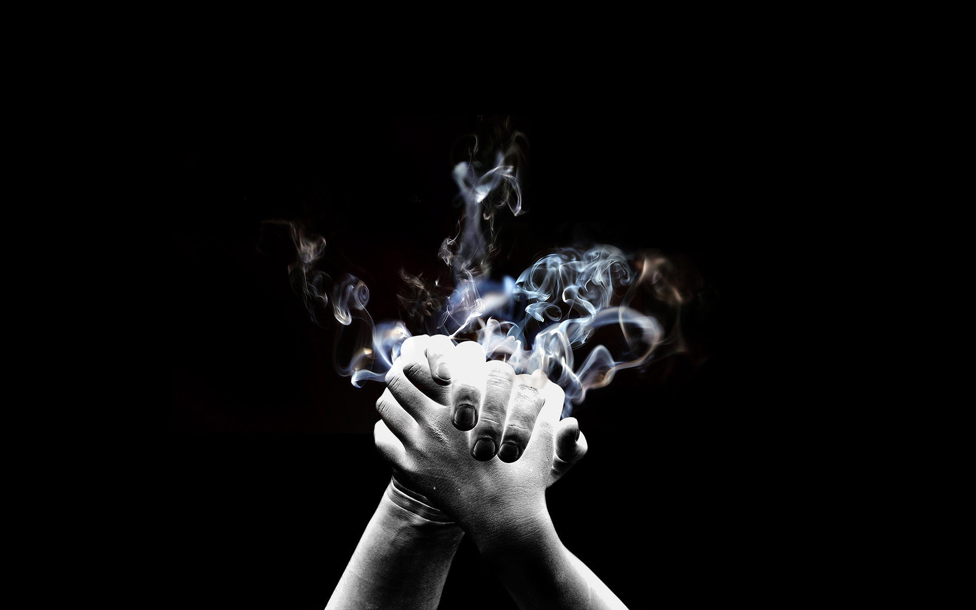 smoke, hands