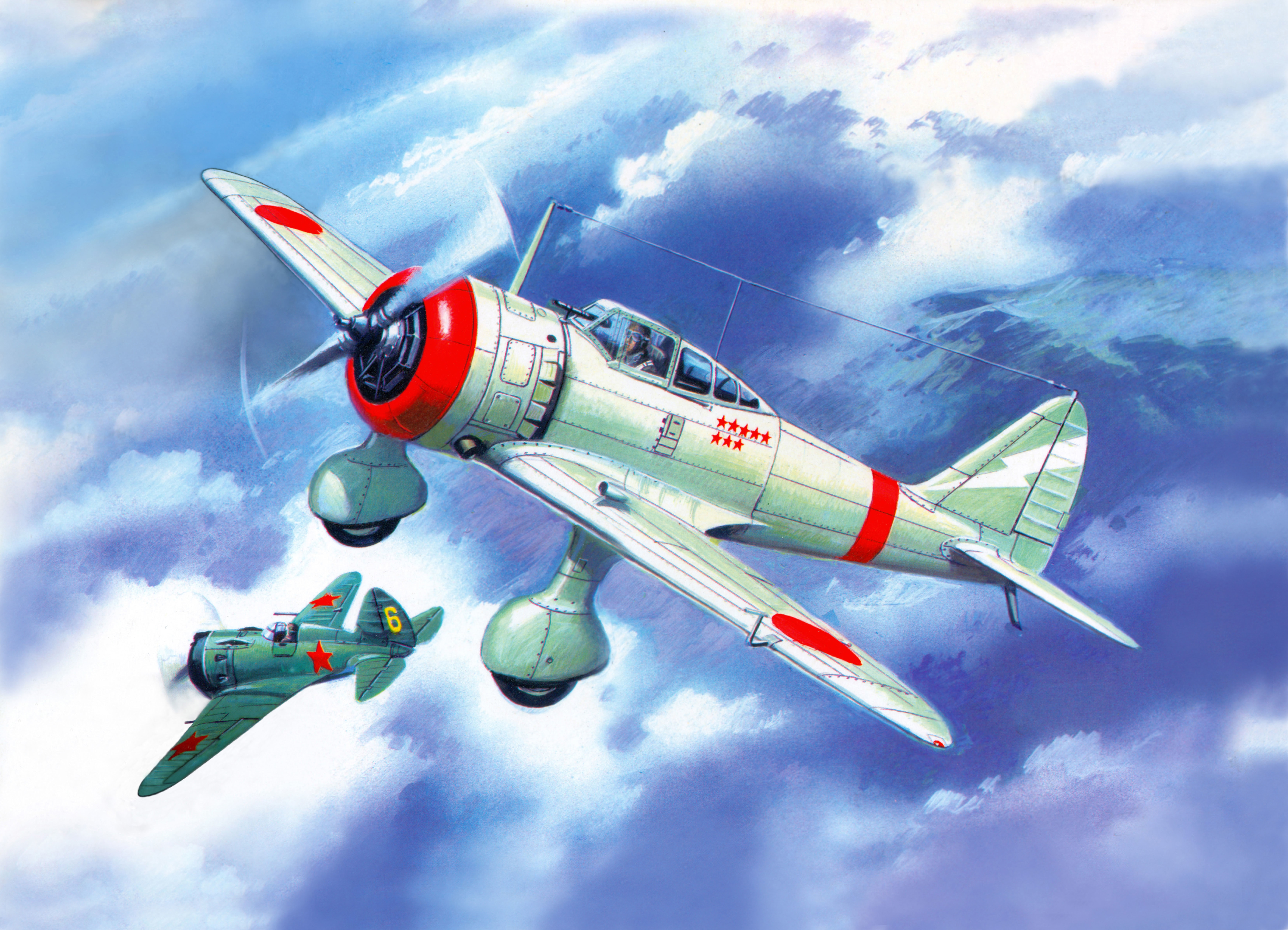 Japan Army Fighter Ki-27b toy plane, the sky, figure, battle