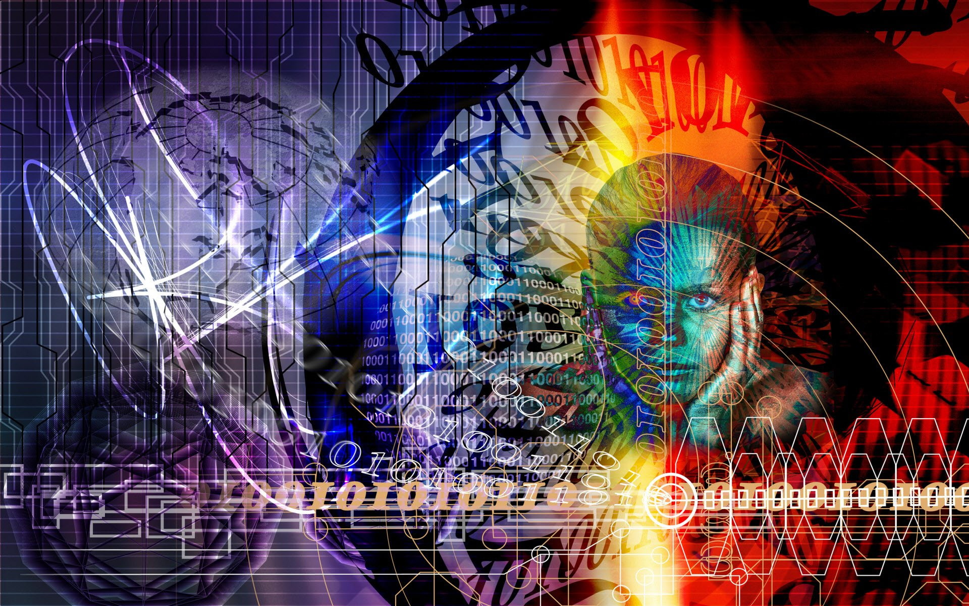 Technology, Binary, multi colored, abstract, motion, futuristic