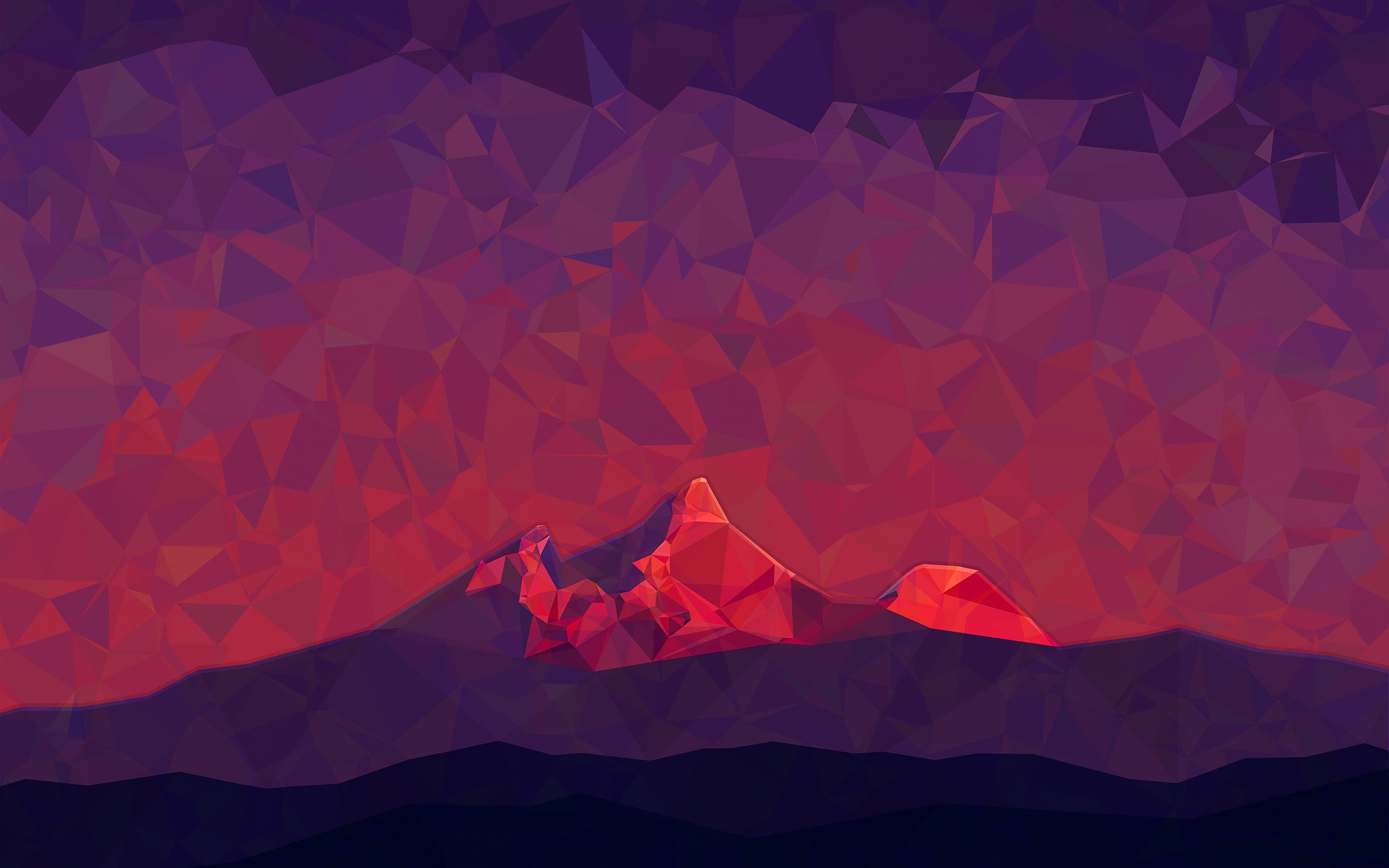 red mountains illustration, red and black mountain illustration