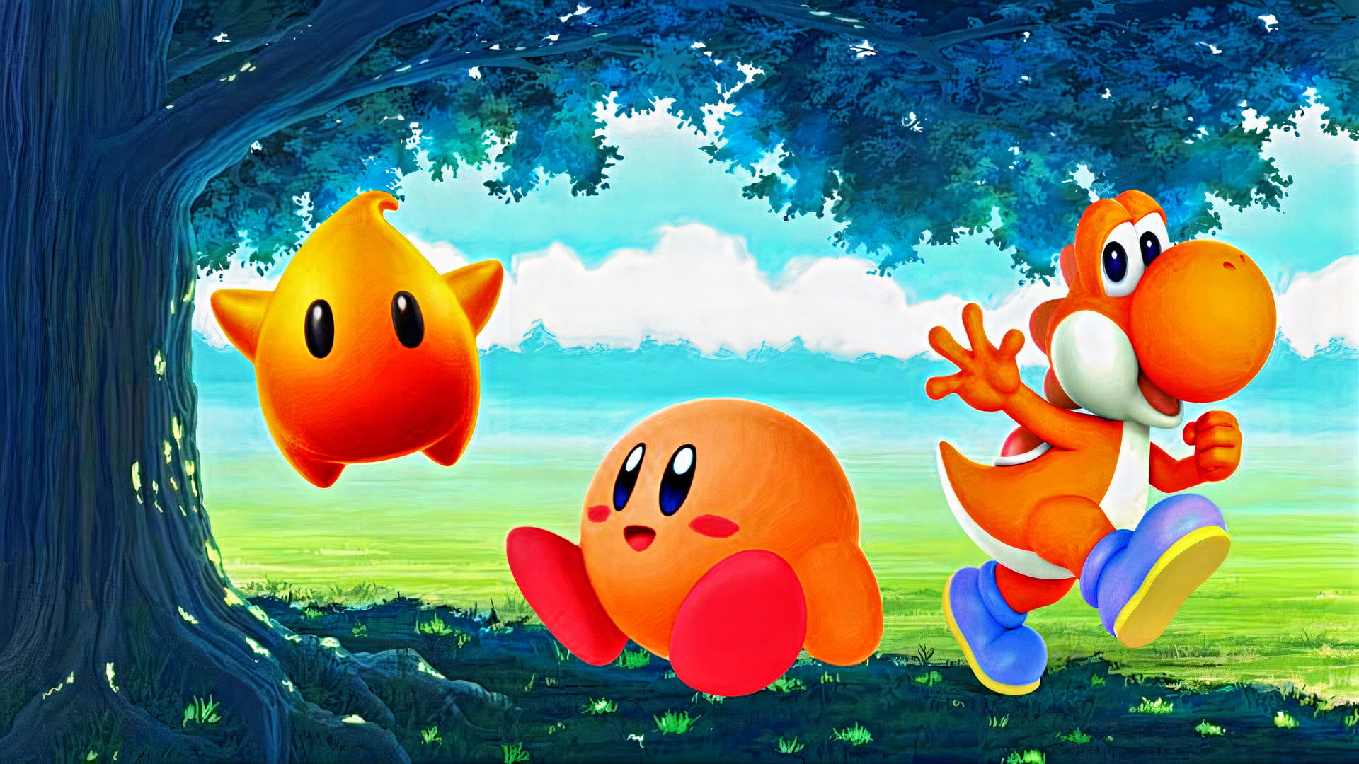 Kirby, Yoshi, Luma (Mario Bros. Character)