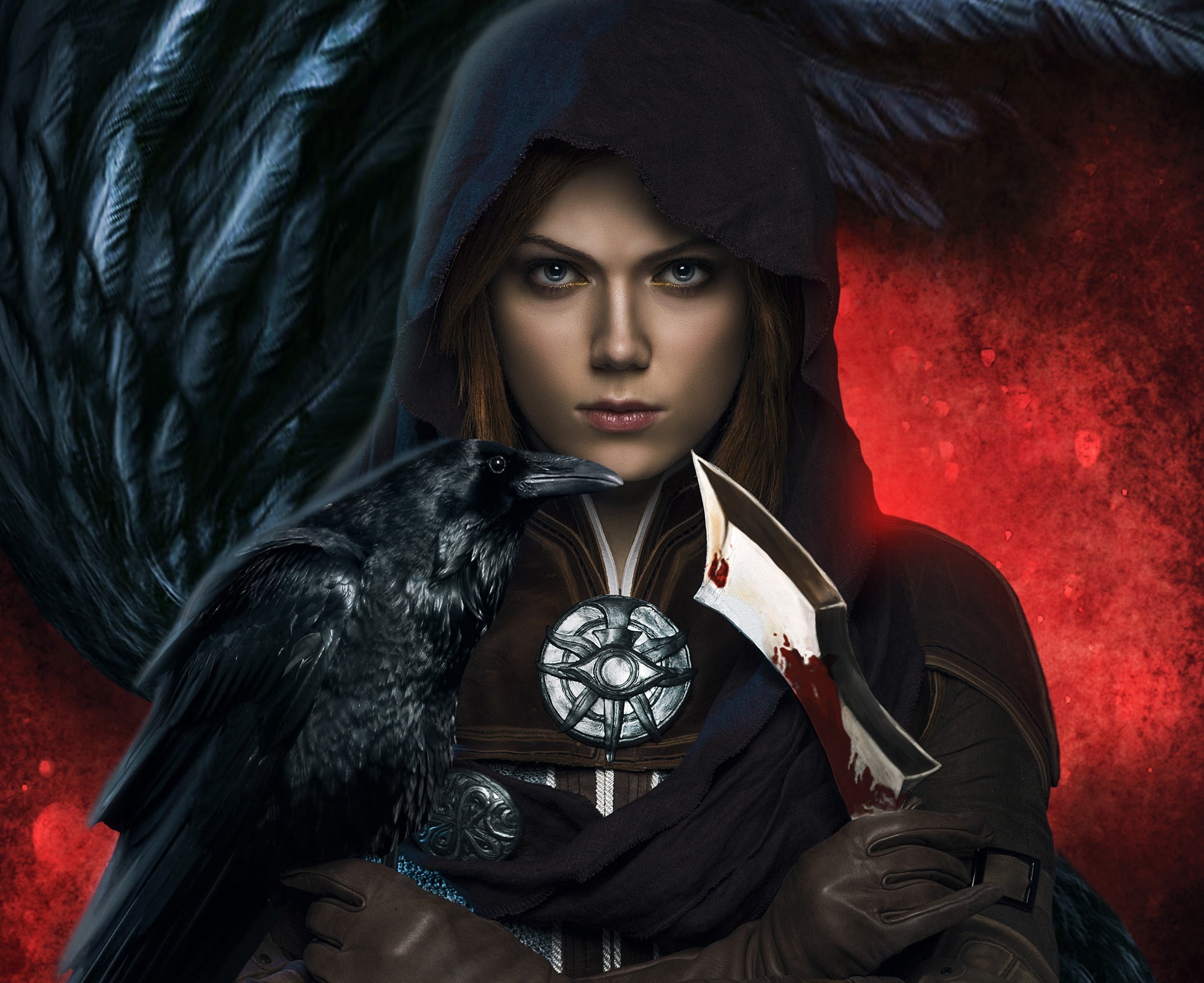 girl, blood, hood, dagger, Raven, Dragon Age: Inquisition, Leliana