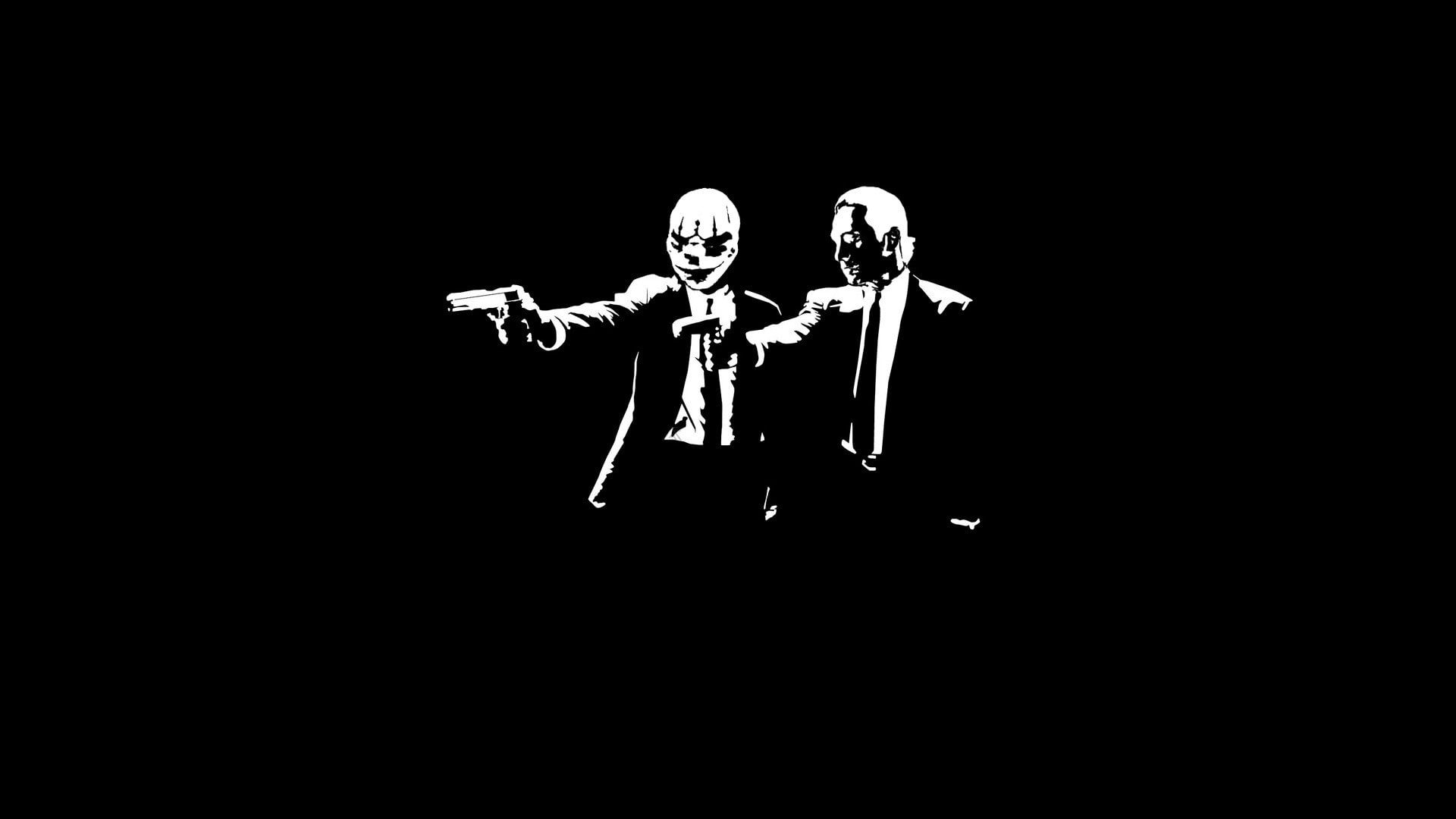 Pulp Fiction, minimalism, movies, simple, monochrome, Payday: The Heist