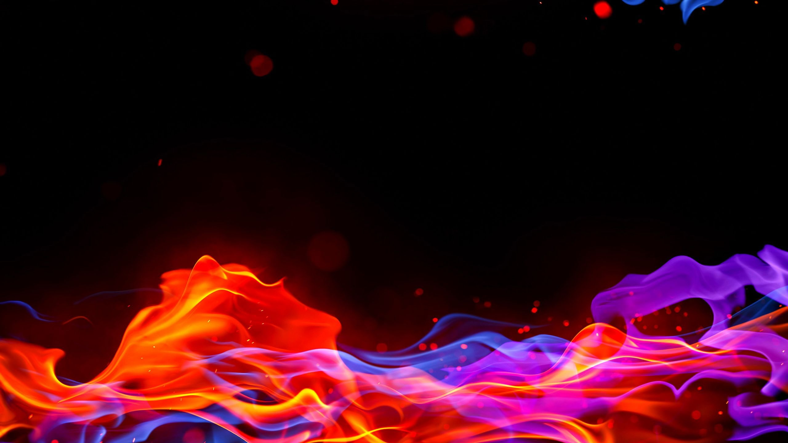 abstract, flames, multicolor, black background, multi colored