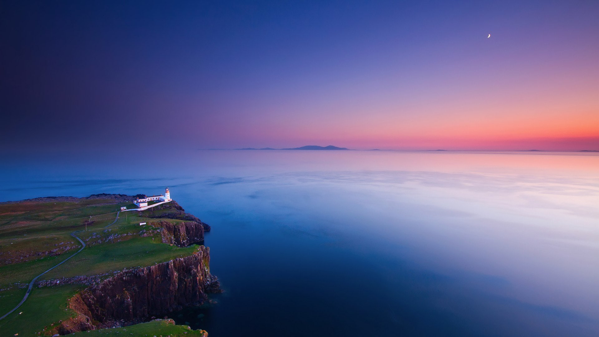 Lighthouse Ocean Sunset Coast HD, nature