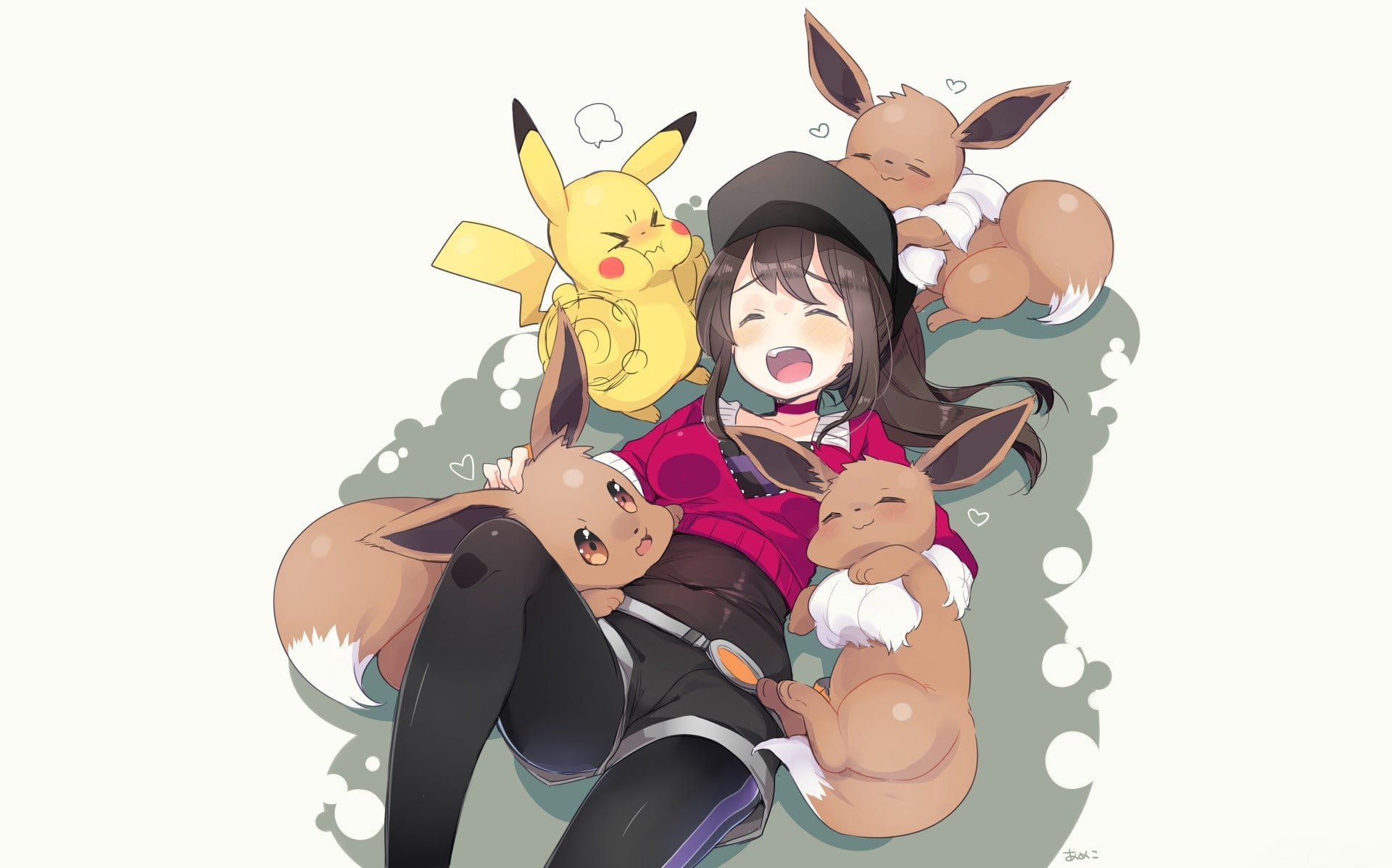 Pokémon, Pokémon GO, Eevee (Pokémon), Girl, Pikachu