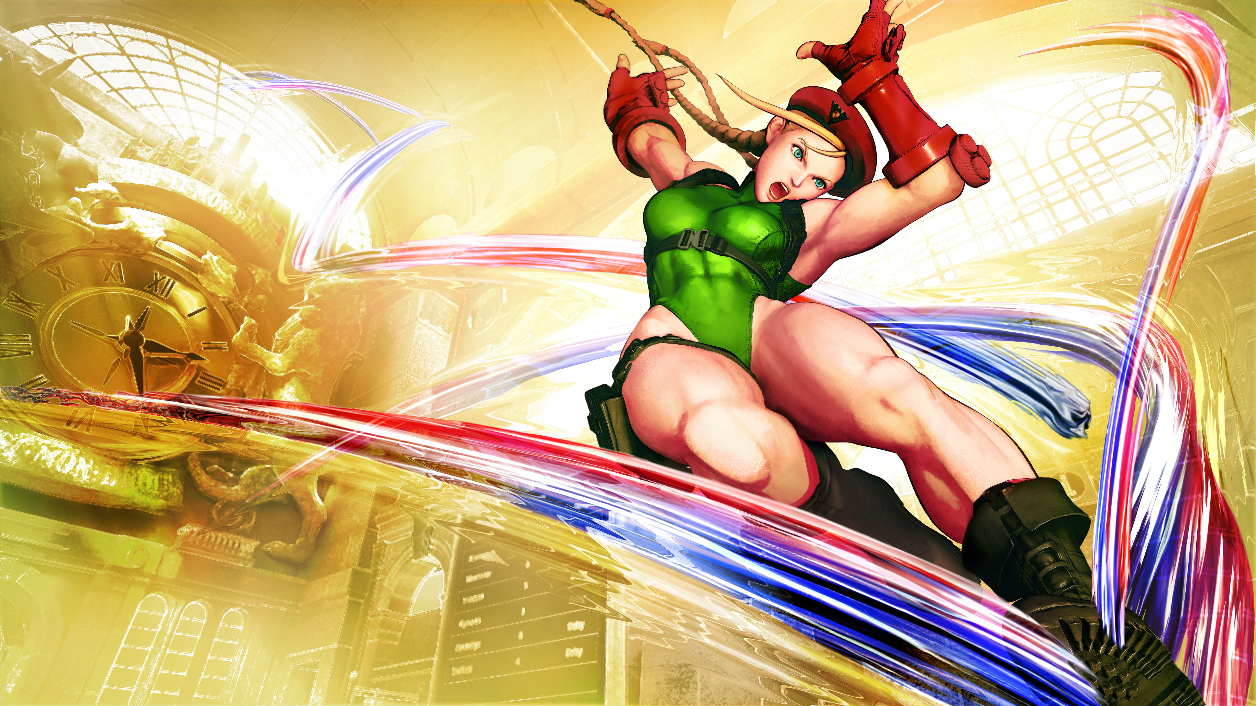 woman wearing green onepiece and red hat graphic wallpaper, Cammy