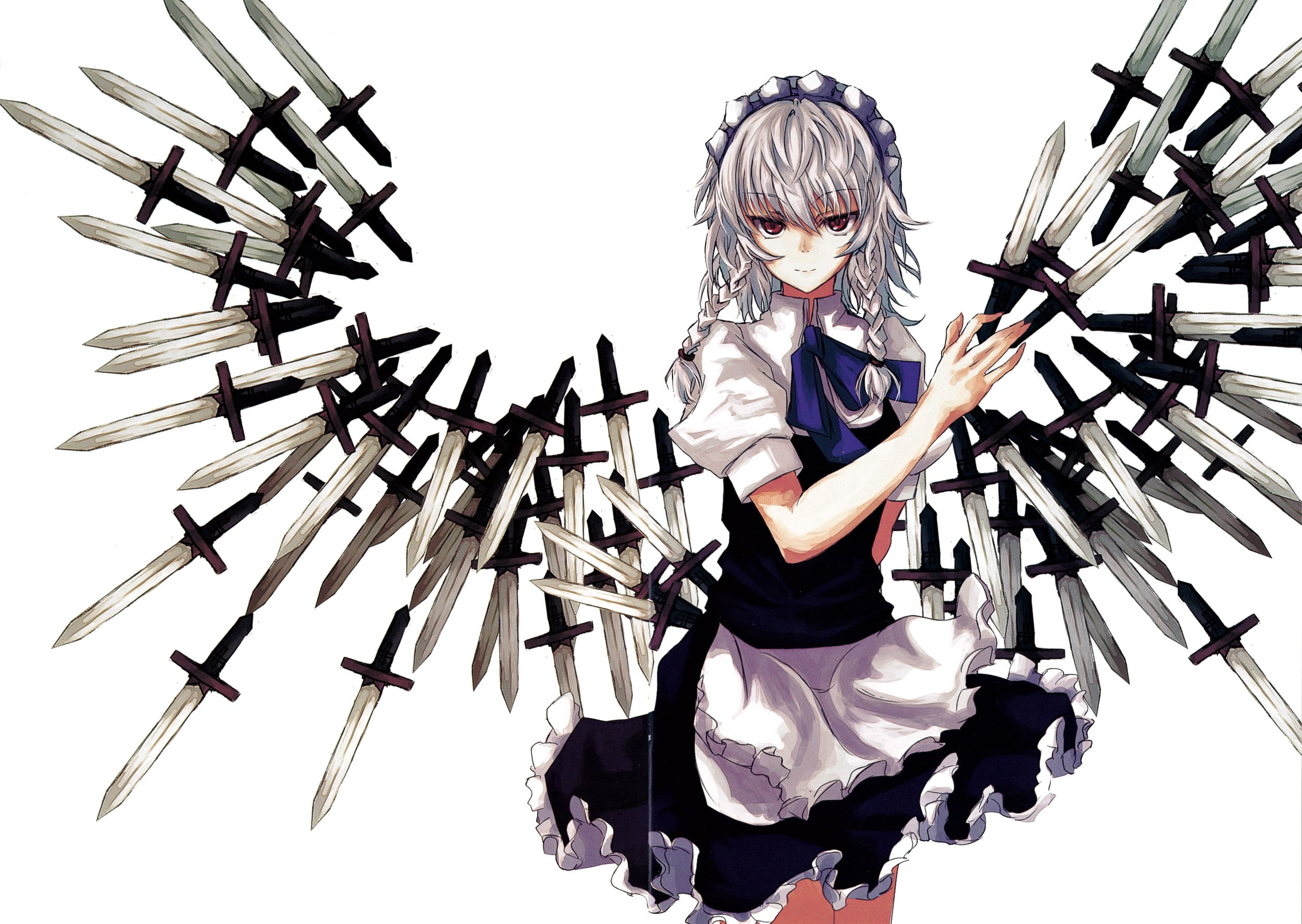 Free Download Hd Wallpaper Video Games Touhou Dress Maids Weapons Izayoi Sakuya Red Eyes 