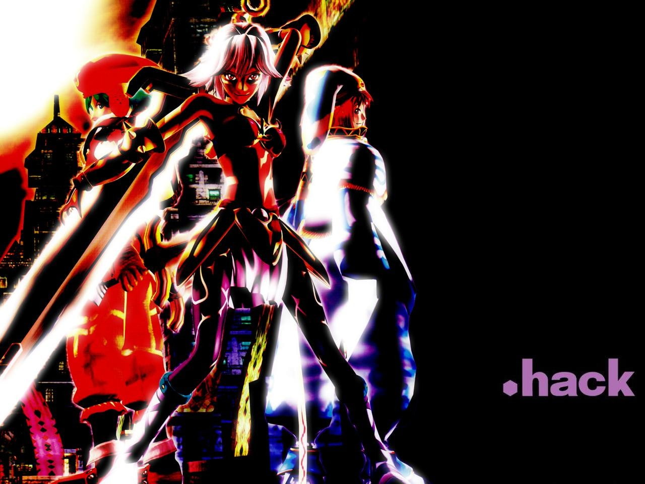 anime, .Hack, illuminated, no people, indoors, multi colored