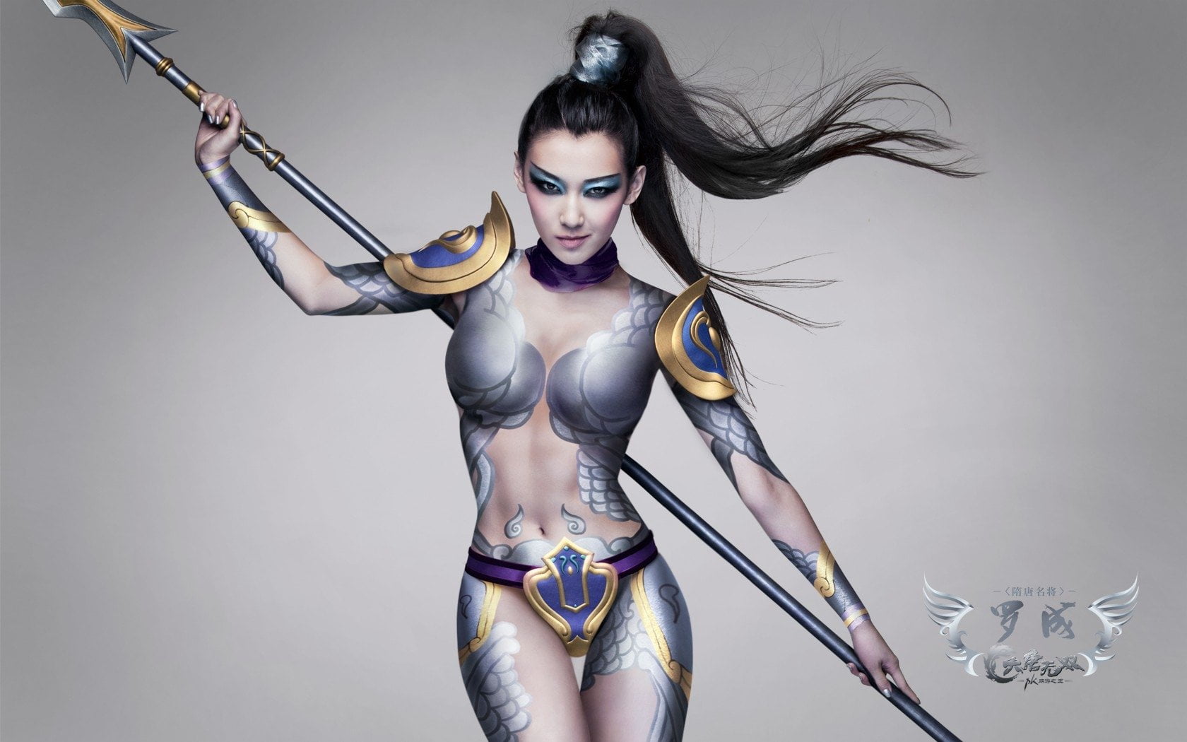 woman with spear game character graphic wallpaper, Women, Cosplay