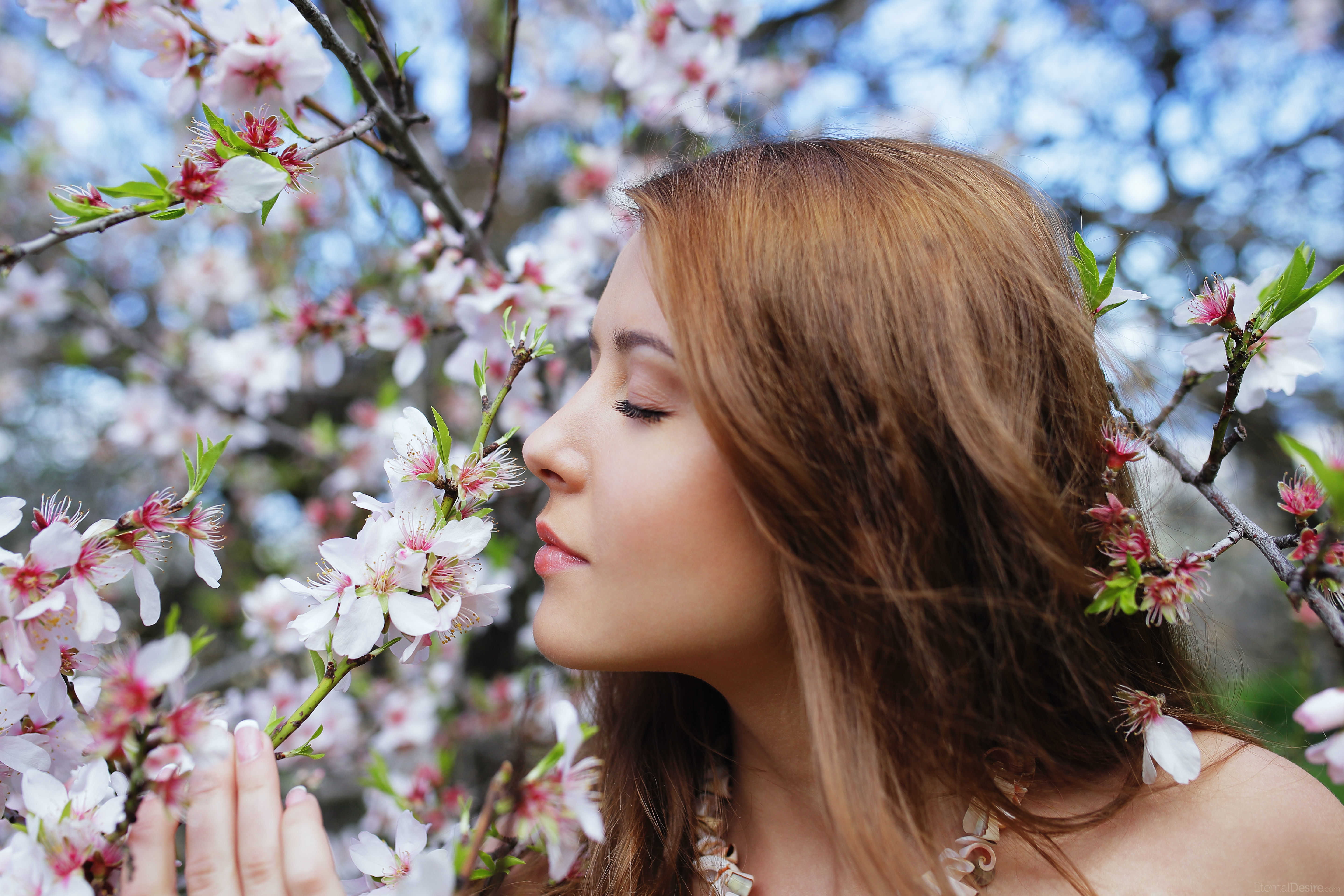 Free download | HD wallpaper: closed eyes, plants, face, profile ...